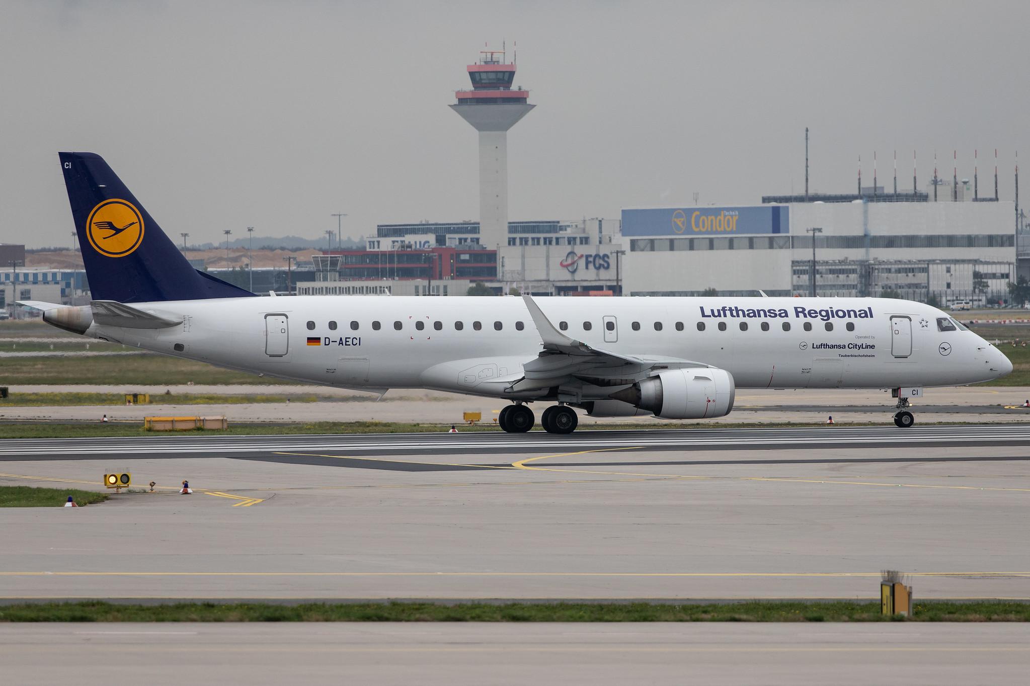 Frankfurt Airport: Lufthansa (LH / DLH) | Operator: Lufthansa CityLine |  Embraer E190LR E190 | D-AECI | MSN 19000381