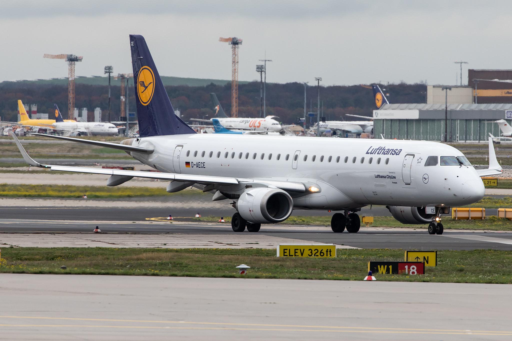 Frankfurt Airport: Lufthansa (LH / DLH) | Operator: Lufthansa CityLine |  Embraer E190LR E190 | D-AECE | MSN 19000341