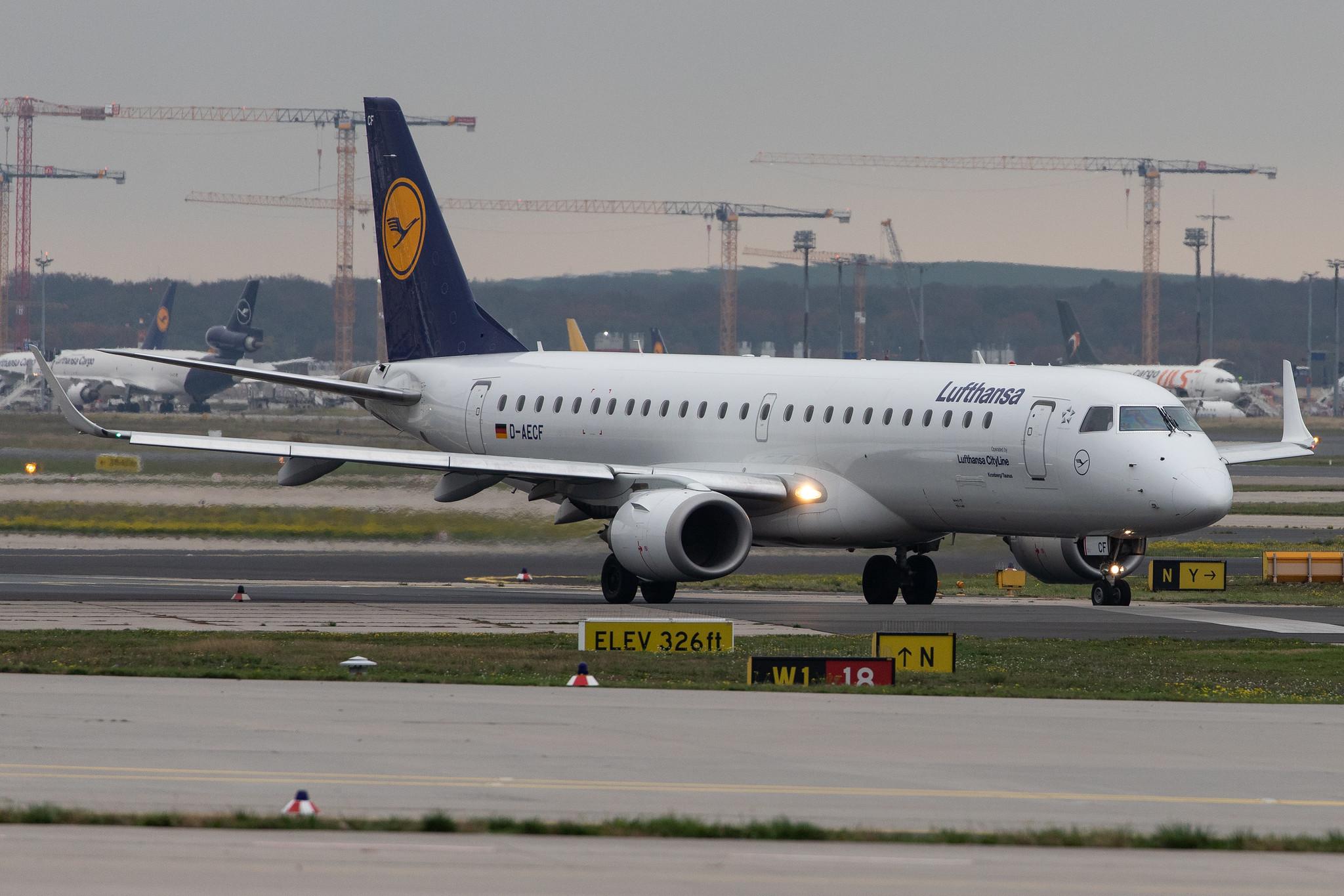 Frankfurt Airport: Lufthansa (LH / DLH) | Operator: Lufthansa CityLine |  Embraer E190LR E190 | D-AECF | MSN 19000359