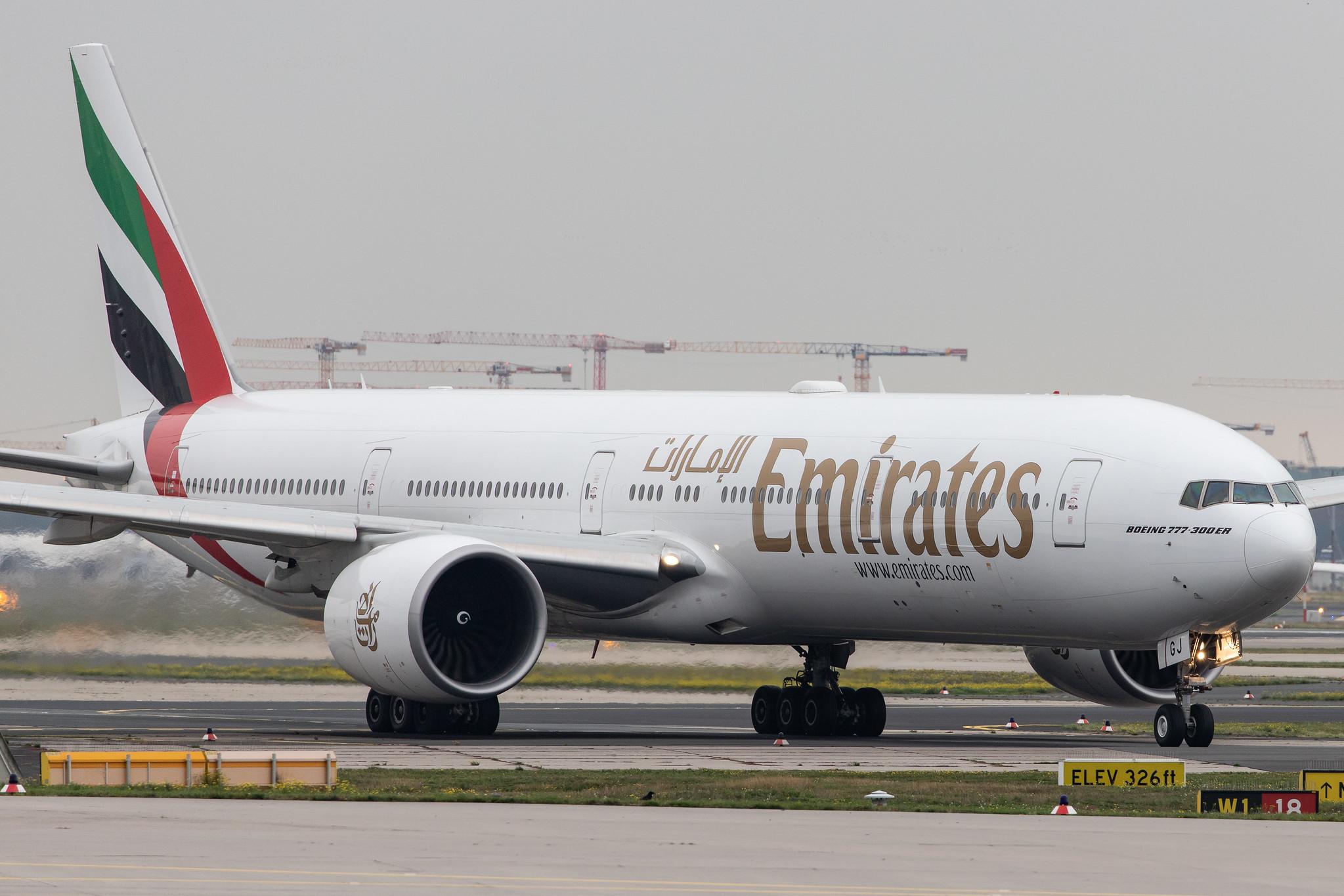 Frankfurt Airport: Emirates (EK / UAE) |  Boeing 777-31H(ER) B77W | A6-EGJ | MSN 38989