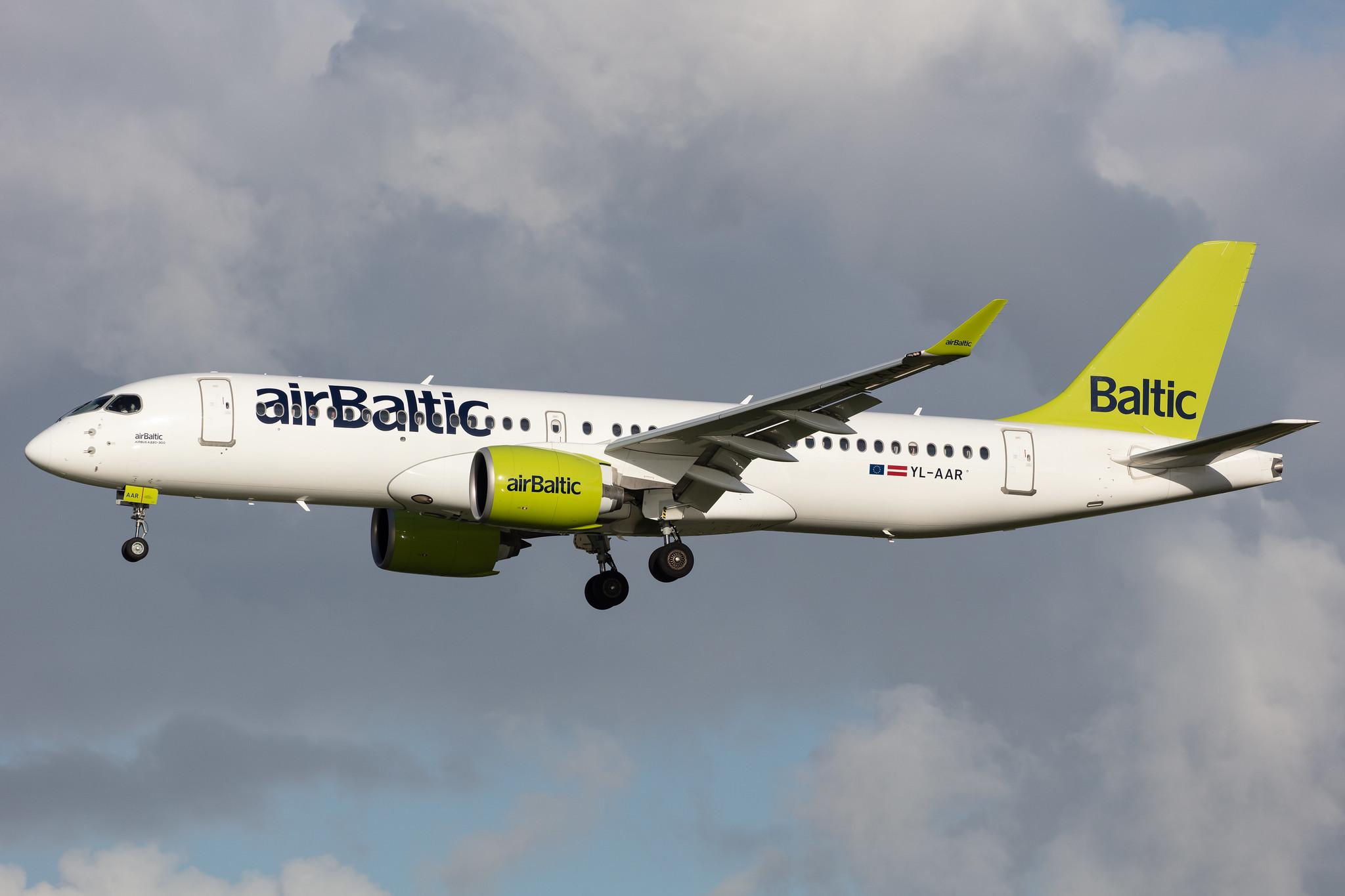 Amsterdam Airport Schiphol: Air Baltic (BT / BTI) |  Airbus A220-300 BCS3 | YL-AAR | MSN 55053