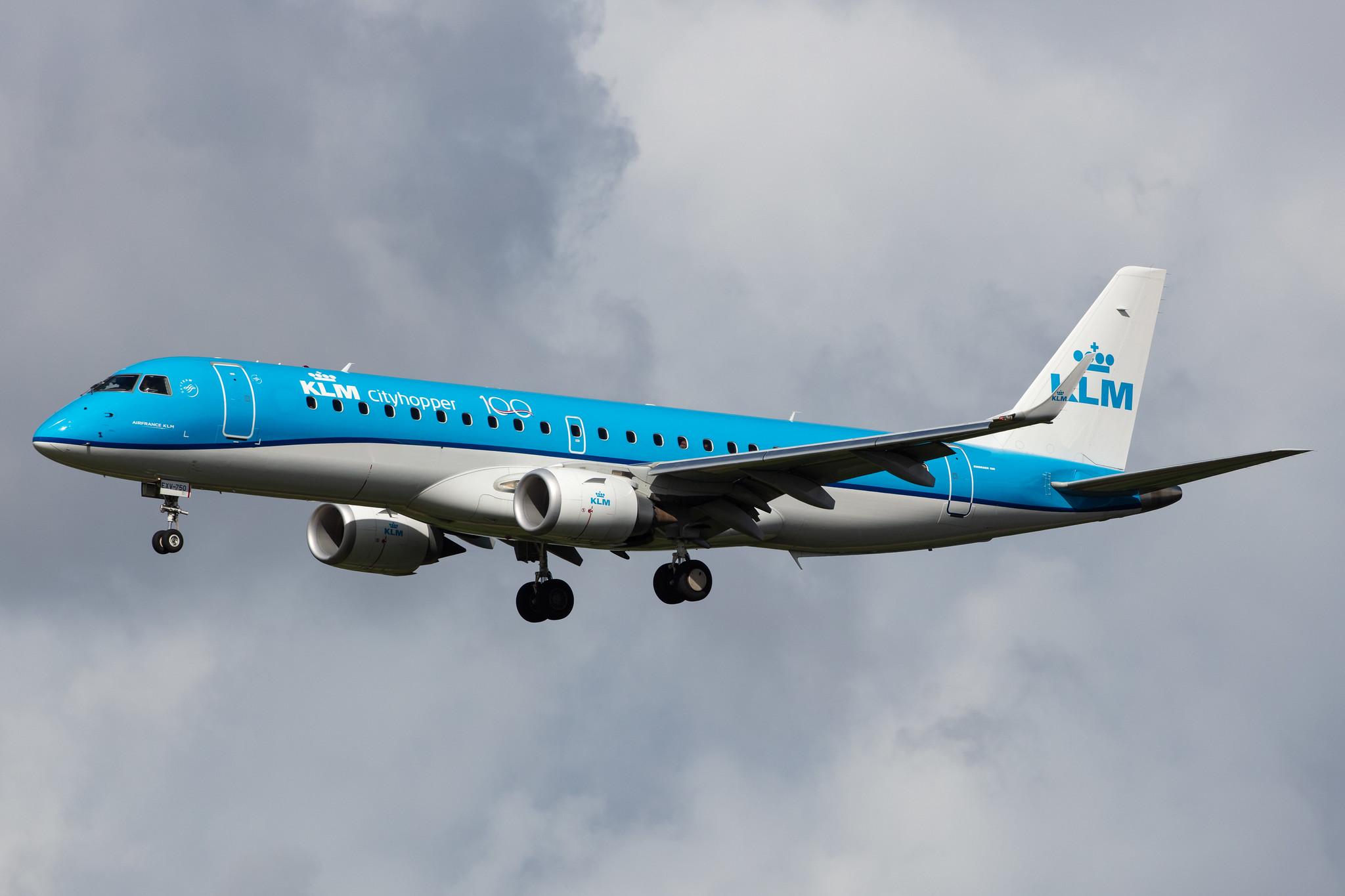 Amsterdam Airport Schiphol: KLM (KL / KLM) | Operator: KLM Cityhopper |  Embraer E190STD E190 | PH-EXV | MSN 19000750