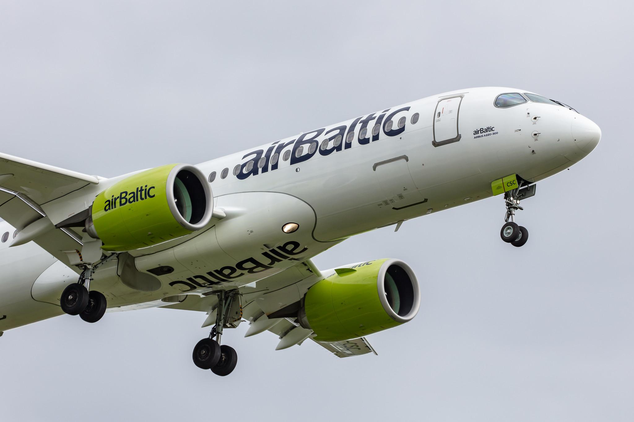 Amsterdam Airport Schiphol: Air Baltic (BT / BTI) |  Airbus A220-300 BCS3 | YL-CSC | MSN 55005