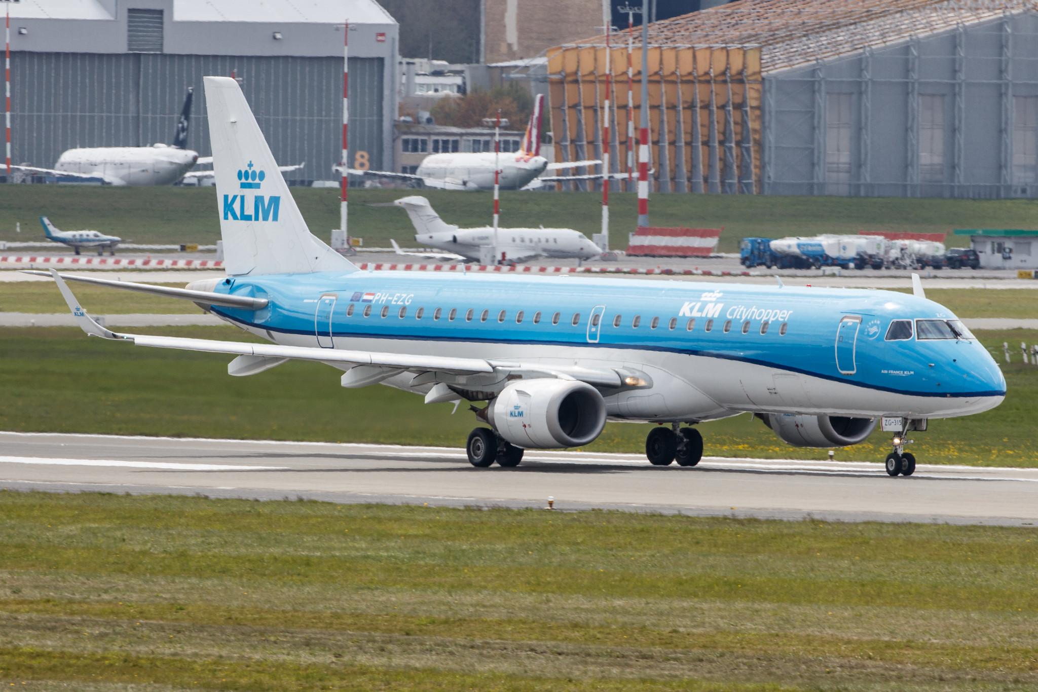 Hamburg Airport: KLM (KL / KLM) | Operator: KLM Cityhopper |  Embraer E190STD E190 | PH-EZG | MSN 19000315
