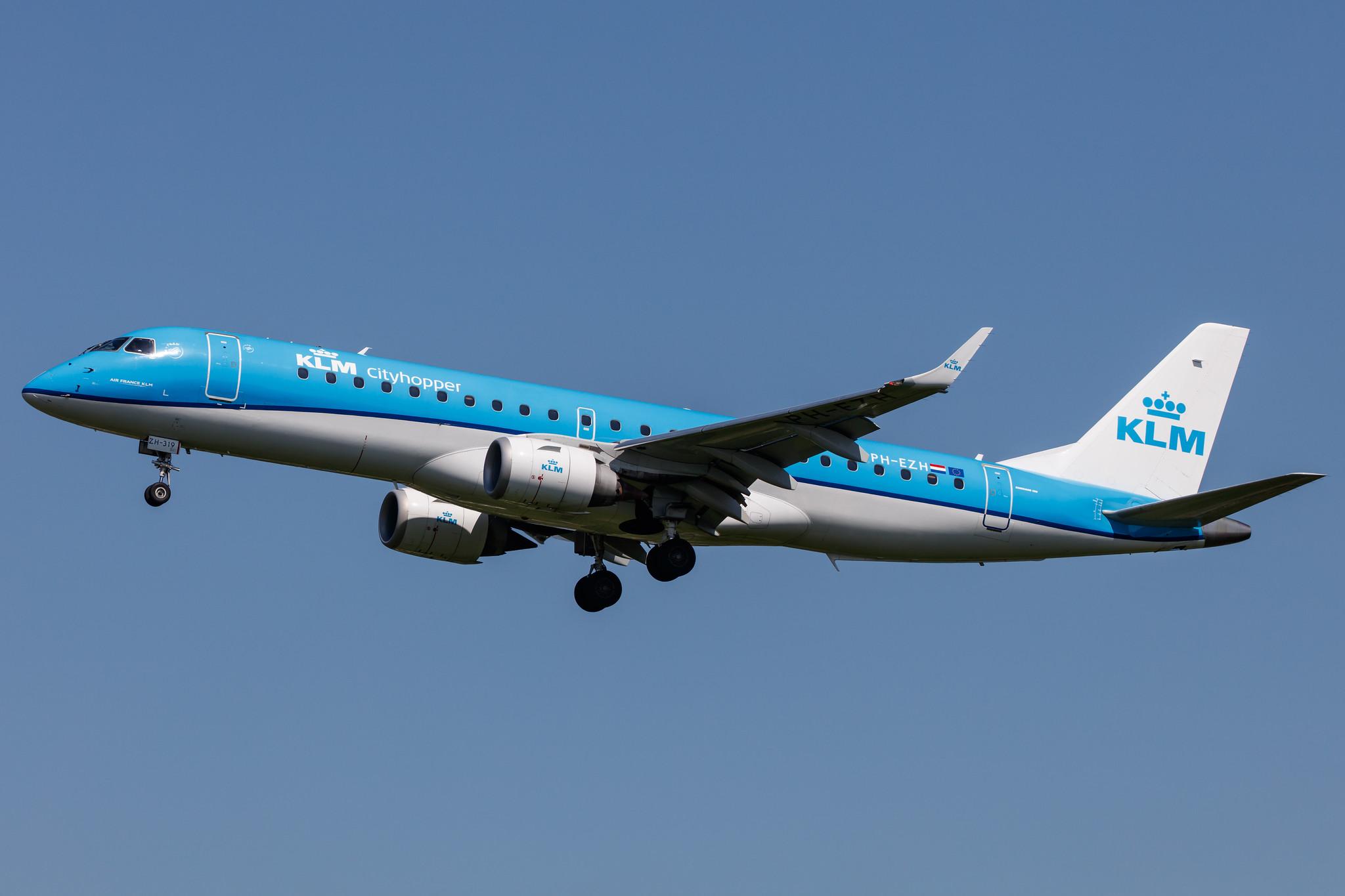 Hamburg Airport: KLM (KL / KLM) | Operator: KLM Cityhopper |  Embraer E190STD E190 | PH-EZH | MSN 19000319