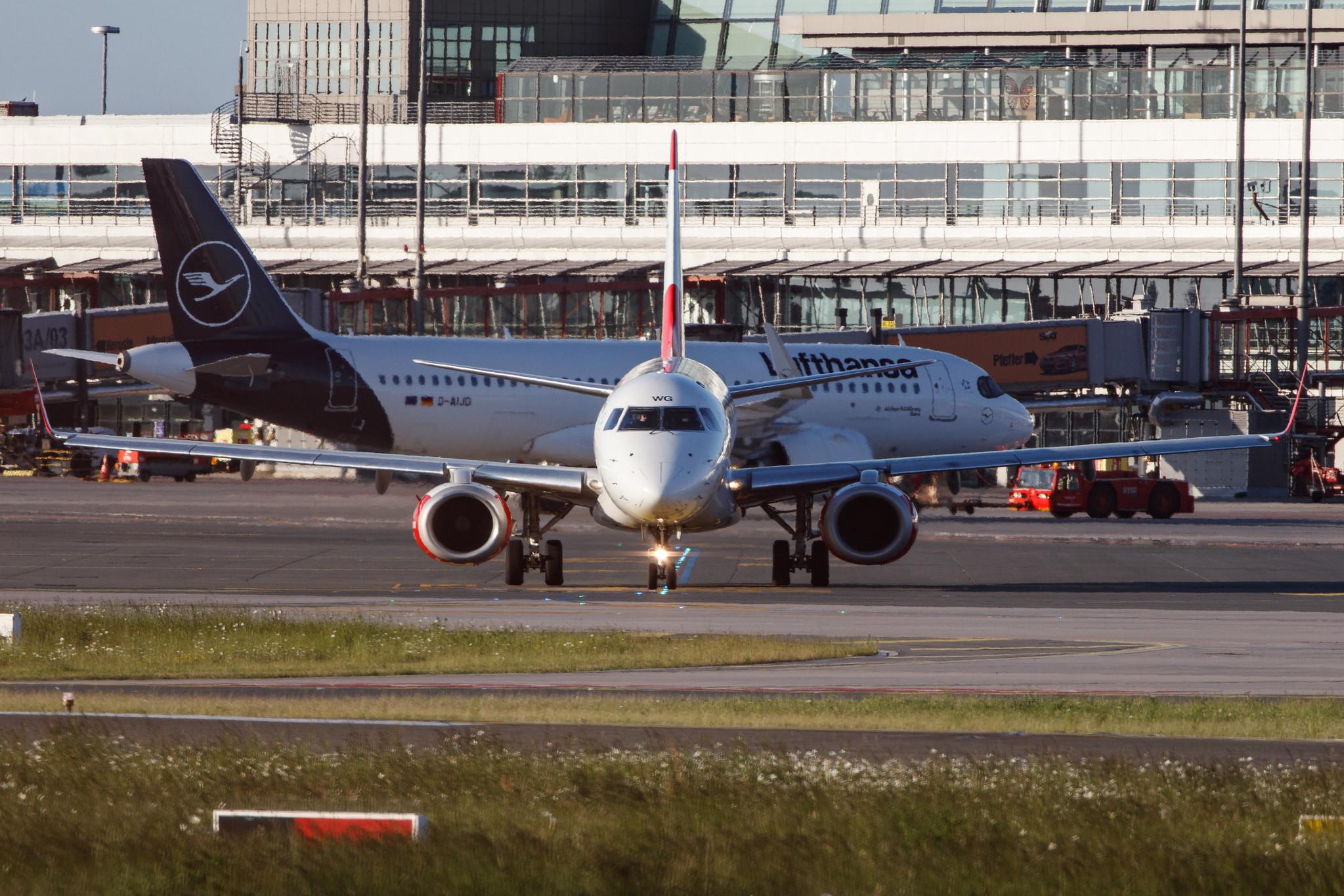 Hamburg Airport: Austrian Airlines (OS / AUA) |  Embraer E195LR E195 | OE-LWG | MSN 19000464