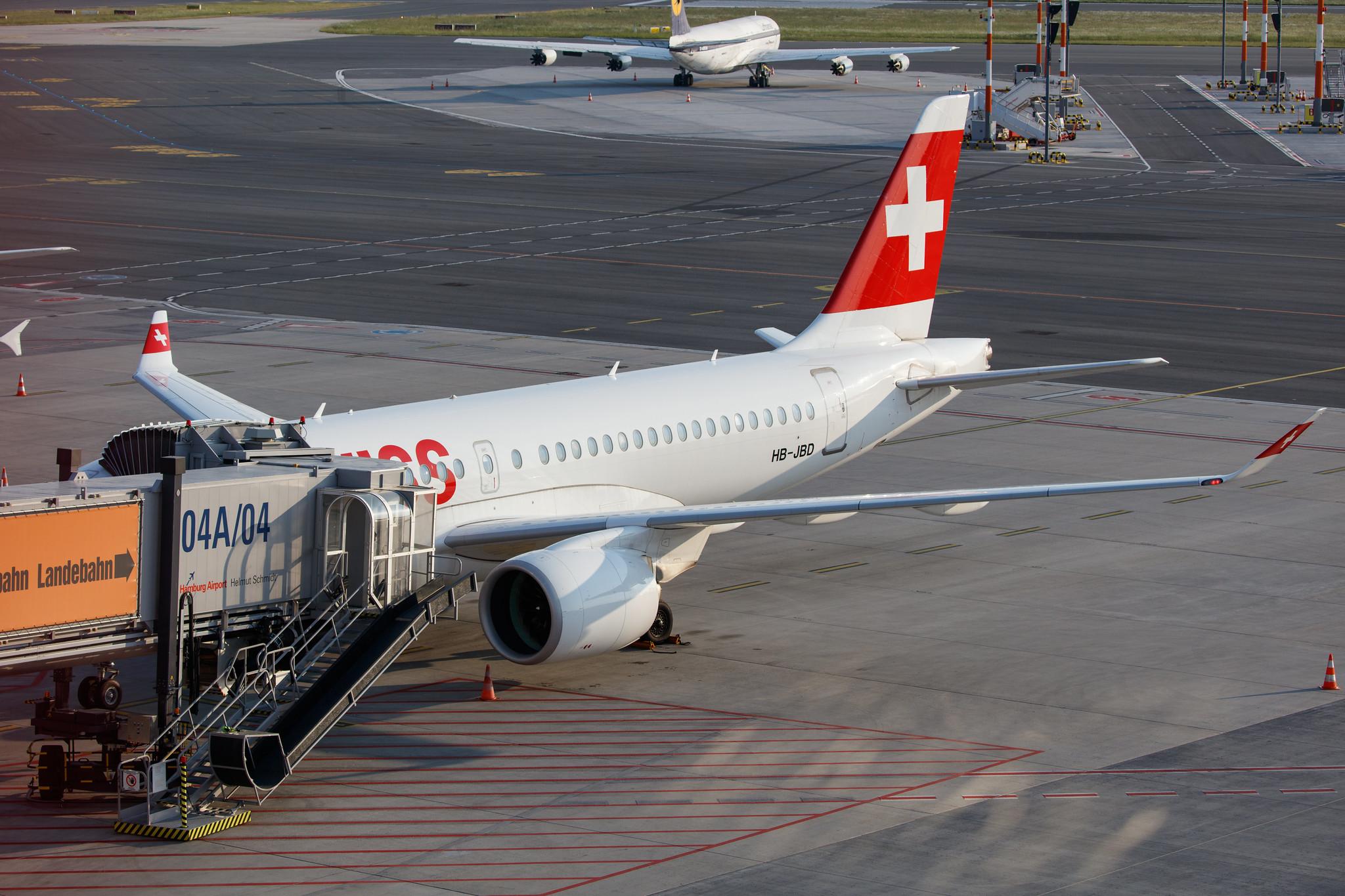 Hamburg Airport: Swiss (LX / SWR) |  Airbus A220-100 BCS1 | HB-JBD | MSN 50013