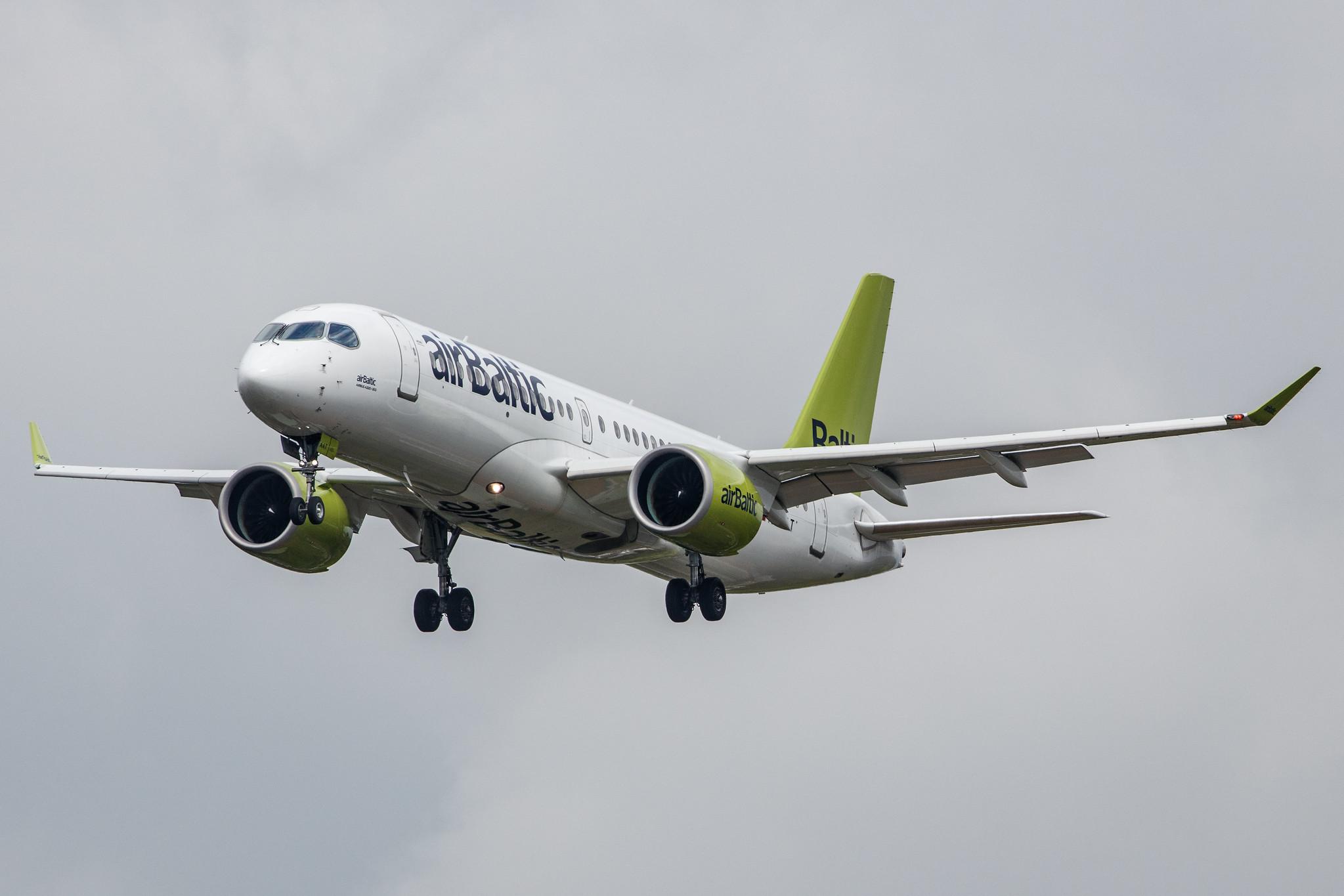 Hamburg Airport: Air Baltic (BT / BTI) |  Airbus A220-300 BCS3 | YL-AAT | MSN 55055