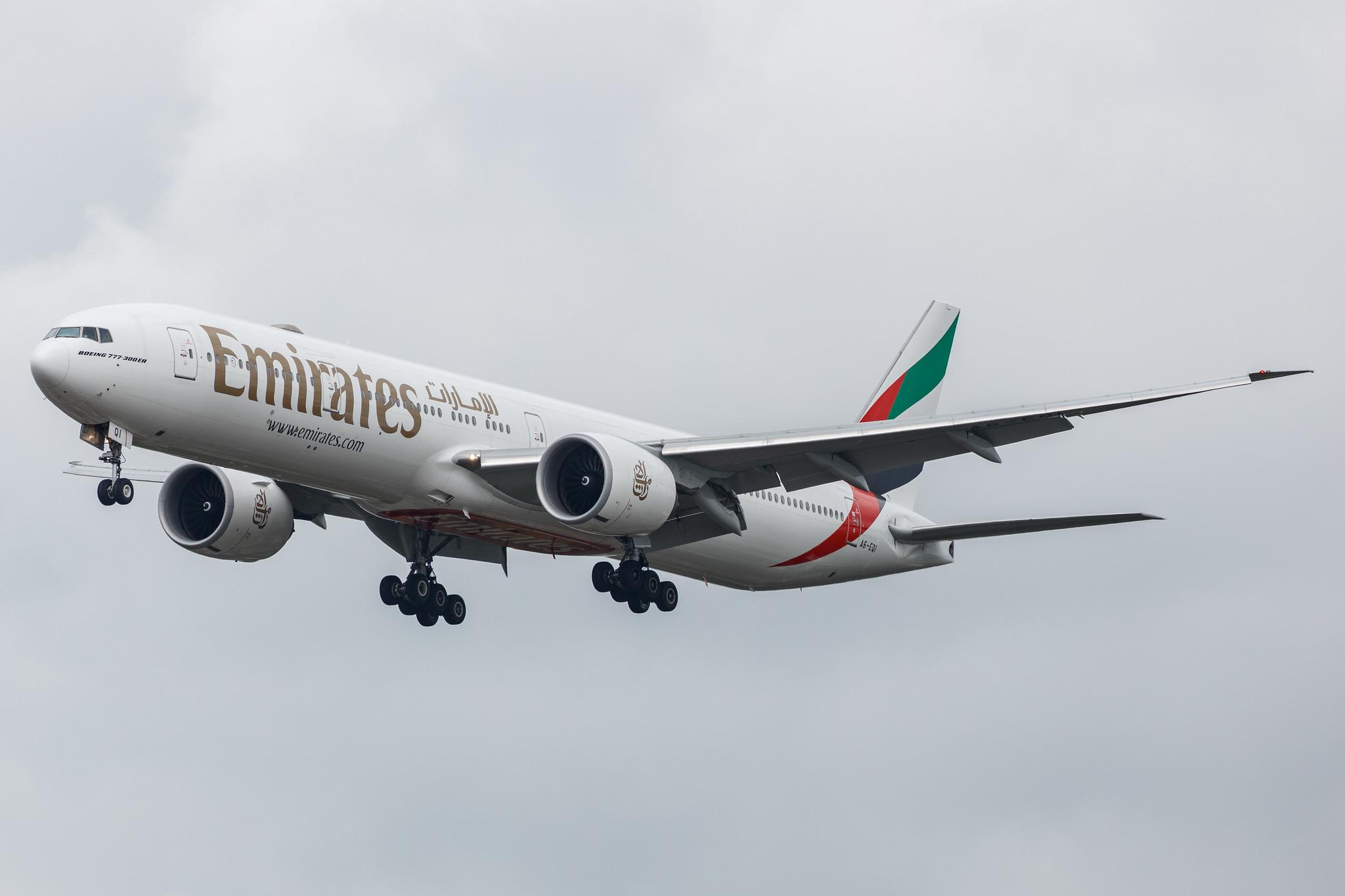 Hamburg Airport: Emirates (EK / UAE) |  Boeing 777-31H(ER) B77W | A6-EQI | MSN 42354