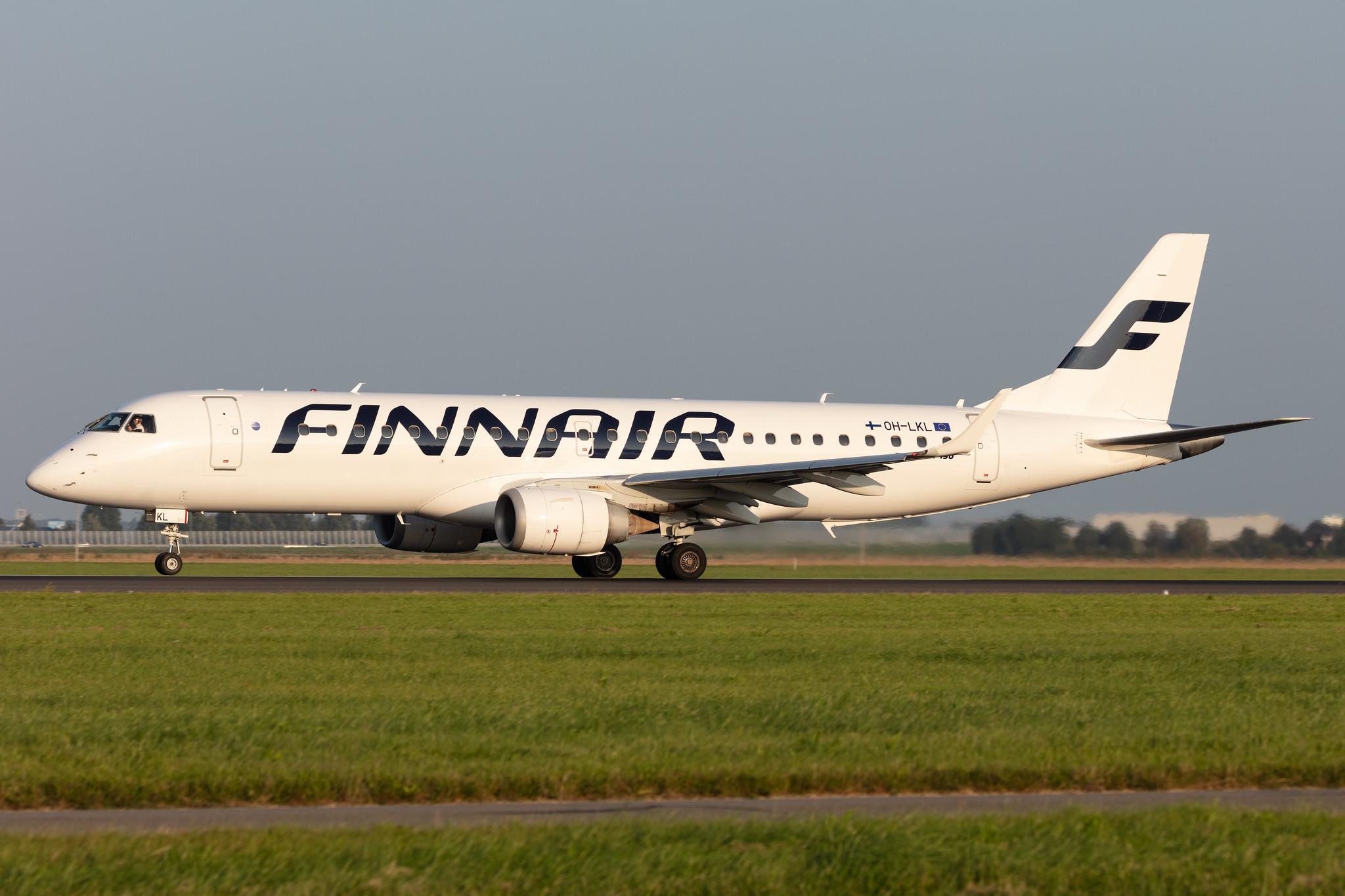 Amsterdam Schiphol: Finnair (AY / FIN) | Operator: NORRA |  Embraer E190LR E190 | OH-LKL | MSN 19000153