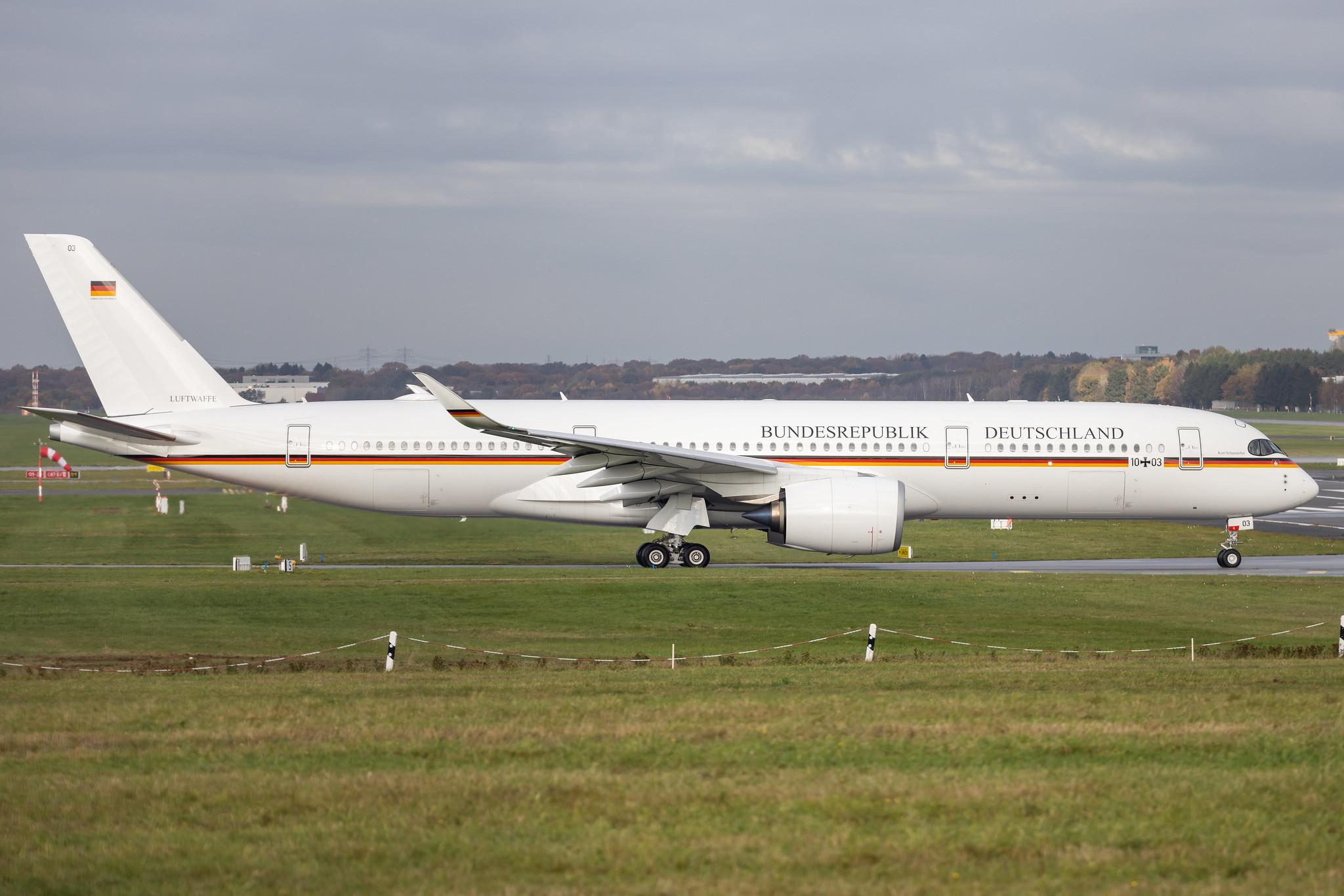 Hamburg Airport: Hamburg Airport: German Air Force  (/ GAF) | Airbus A350-941 A359  | 10+03 | MSN 416