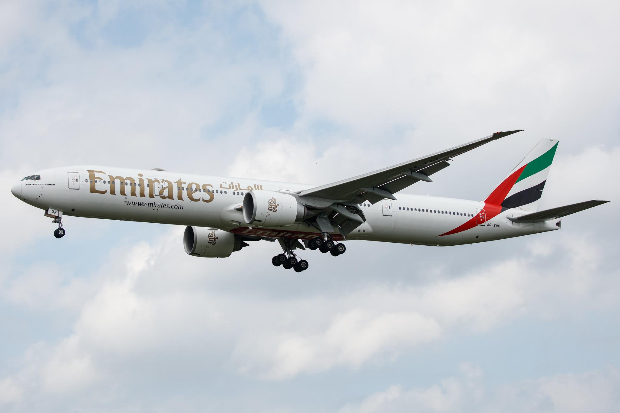 Hamburg Airport: Emirates (EK / UAE) |  Boeing 777-31H(ER) B77W | A6-EQK | MSN 42359