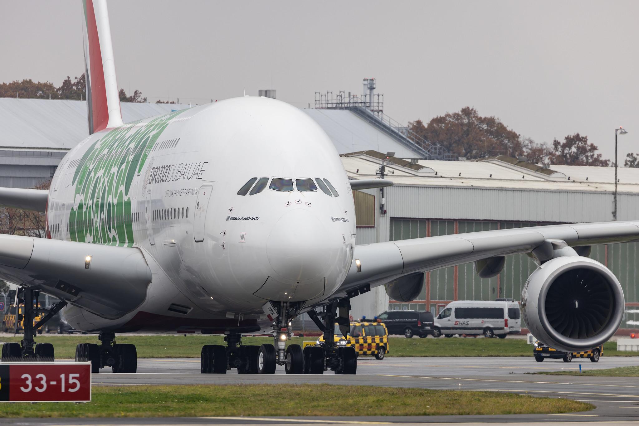 Hamburg Airport: Emirates (EK / UAE) |  Livery: Expo 2020 - Sustainability Livery |  Airbus A380-861 A388 | A6-EOW | MSN 207