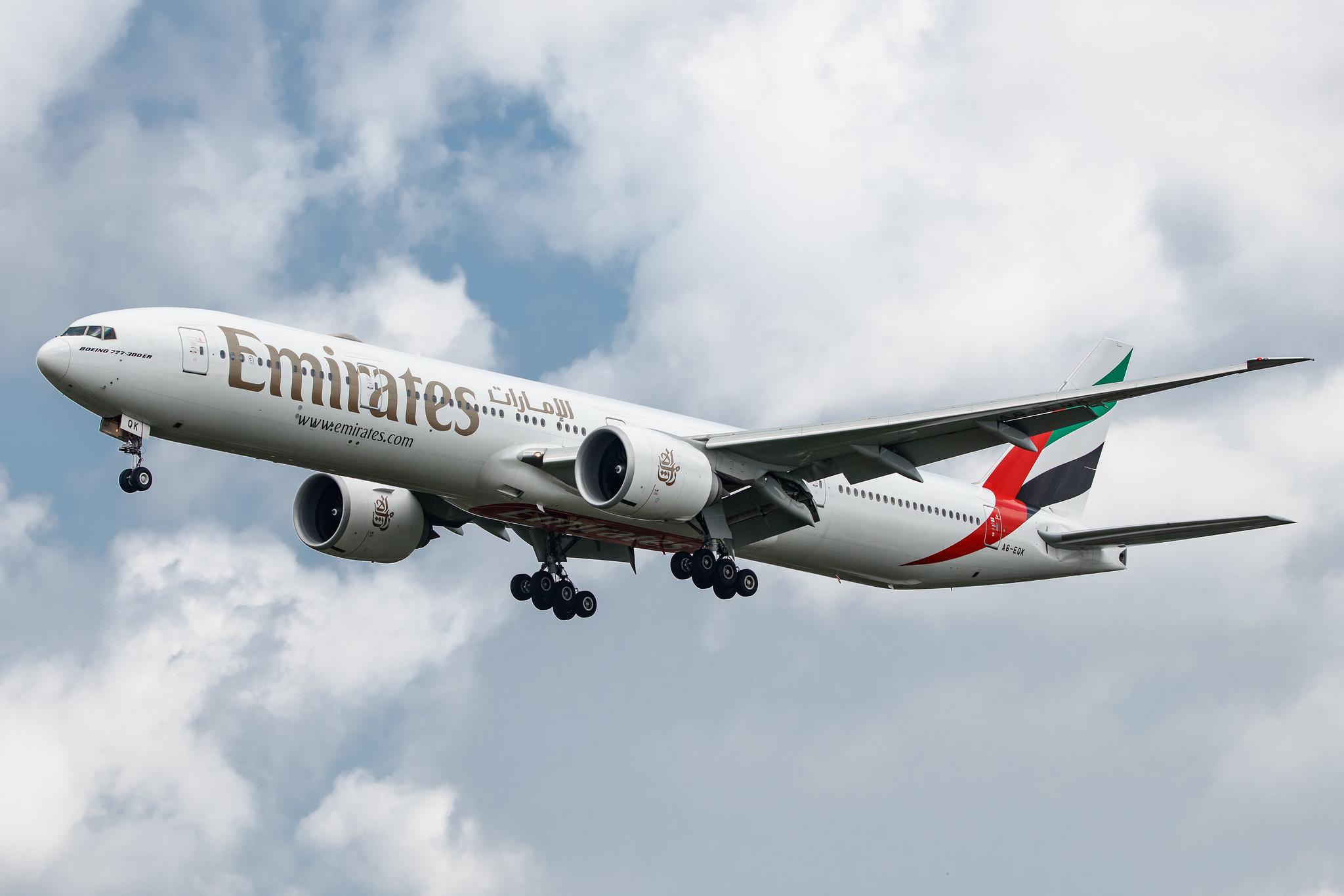 Hamburg Airport: Emirates (EK / UAE) |  Boeing 777-31H(ER) B77W | A6-EQK | MSN 42359