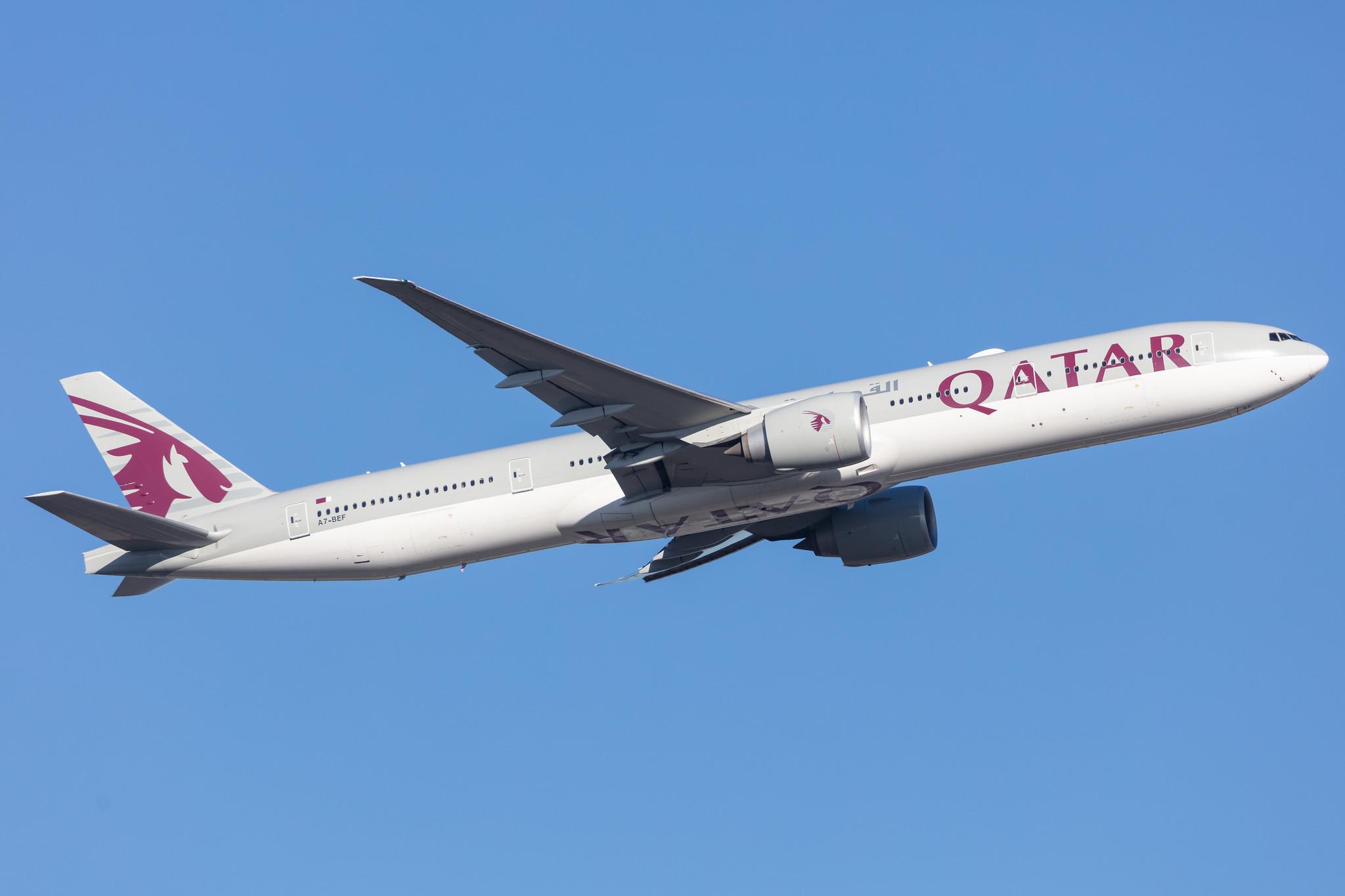 Frankfurt Airport: Qatar Airways (QR / QTR) |  Boeing 777-3DZ(ER) B77W | A7-BEF | MSN 60332