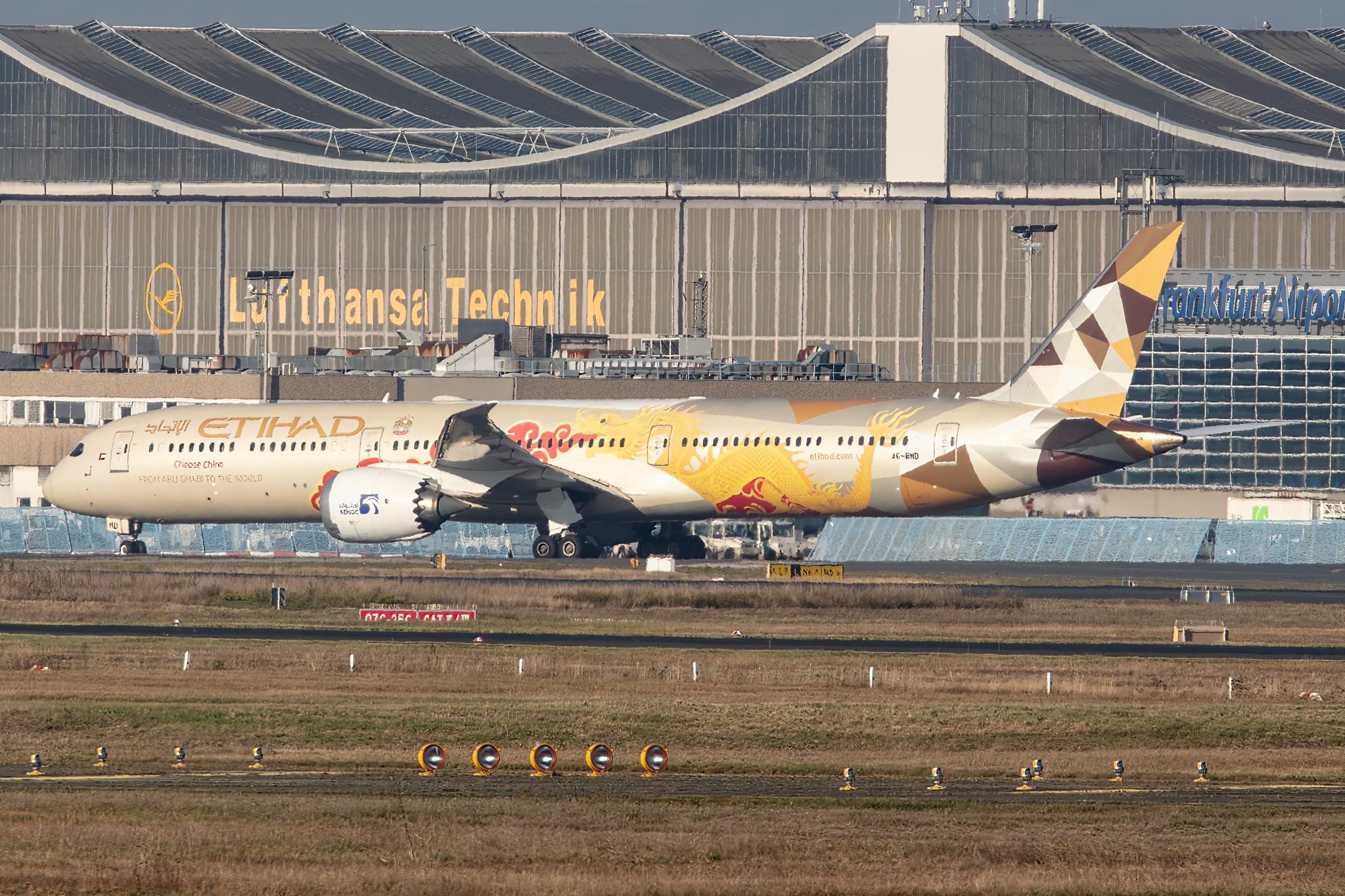 Frankfurt Airport: Etihad (EY / ETD) |  Livery: ADNOC-Choose China Livery | Operator: Etihad Airways |  Boeing 787-10 Dreamliner B78X | A6-BMD | MSN 60758