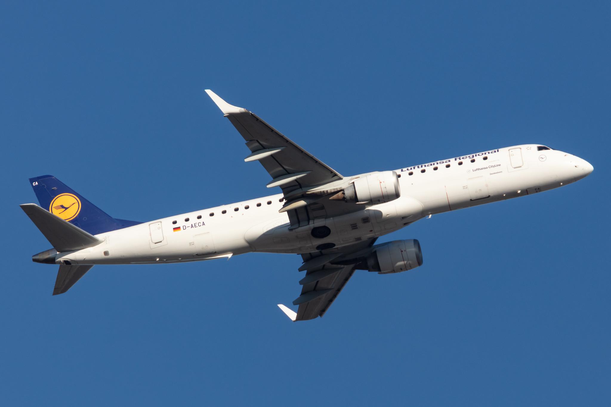 Frankfurt Airport: Lufthansa (LH / DLH) | Operator: Lufthansa CityLine |  Embraer E190LR E190 | D-AECA | MSN 19000327