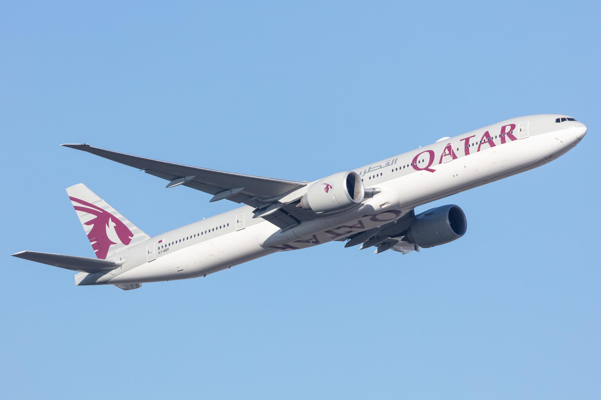 Frankfurt Airport: Qatar Airways (QR / QTR) |  Boeing 777-3DZ(ER) B77W | A7-BEF | MSN 60332