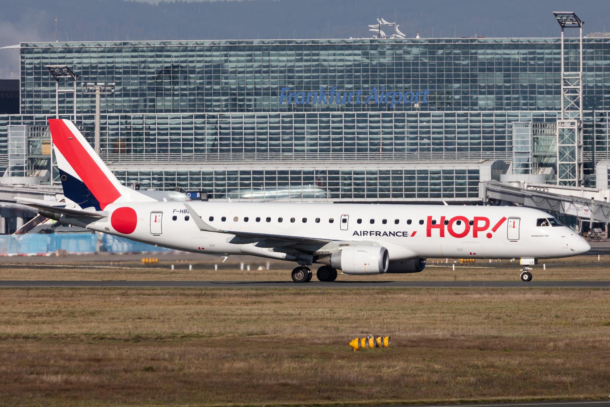 Frankfurt Airport: Air France (AF / AFR) | Operator: Air France Hop |  Embraer E190STD E190 | F-HBLK | MSN 19000760