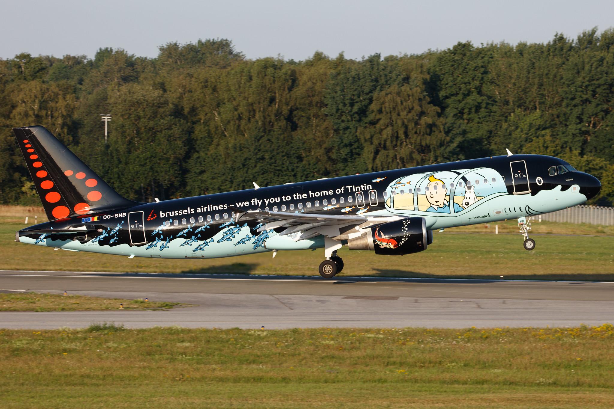 Hamburg Airport: Brussels Airlines (SN / BEL) |  Livery: Tintin comics Livery |  Airbus A320-214 A320 | OO-SNB | MSN 1493