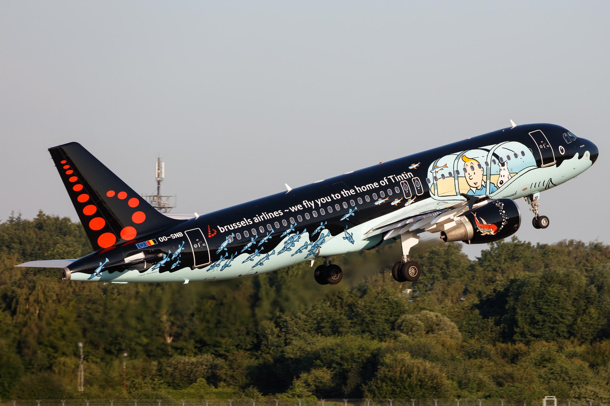 Hamburg Airport: Brussels Airlines (SN / BEL) |  Livery: Tintin comics Livery |  Airbus A320-214 A320 | OO-SNB | MSN 1493