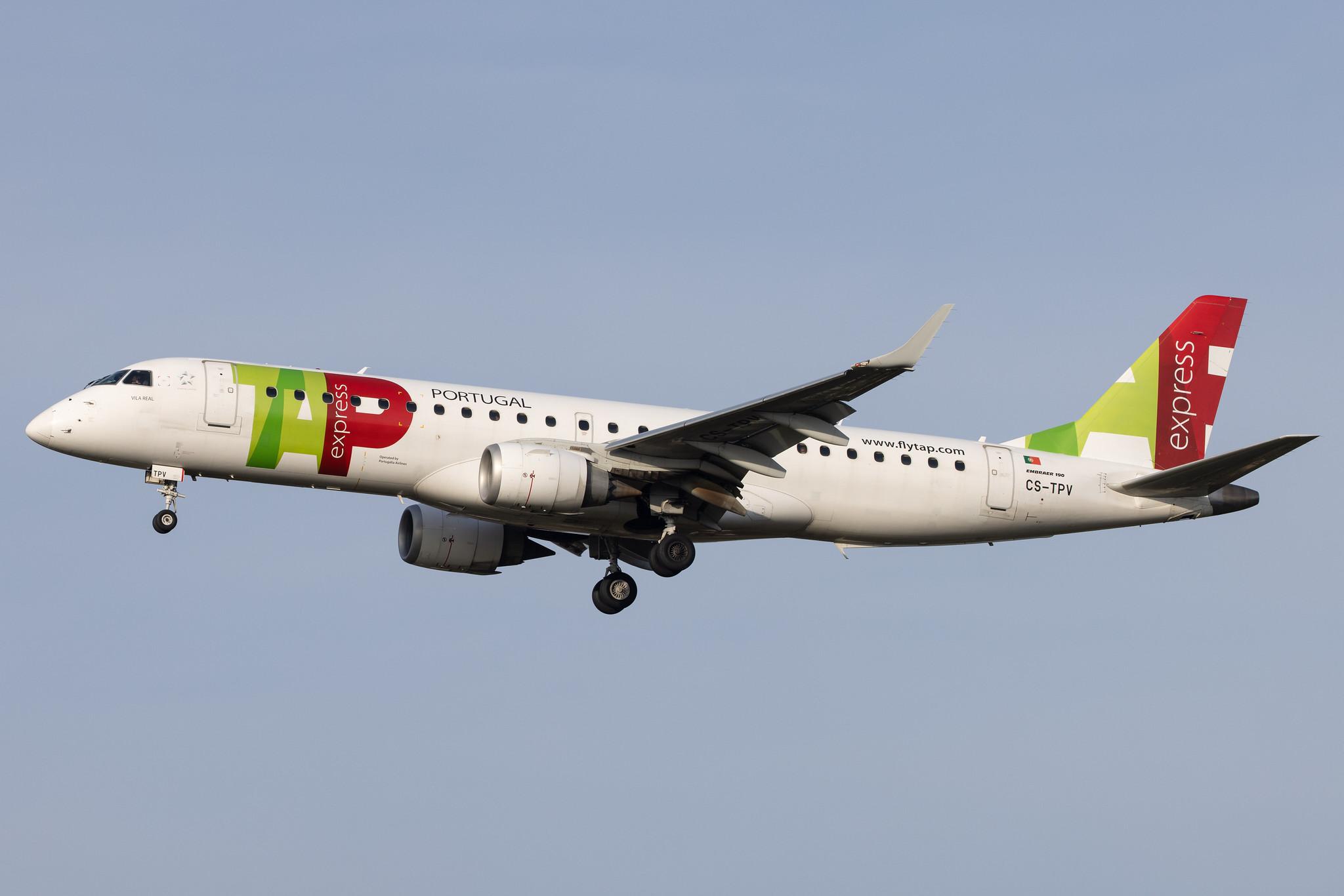 Hamburg Airport: TAP Express (TP / TAP) | Operator: Portugália Airlines |  Embraer E190LR E190 | CS-TPV | MSN 19000541