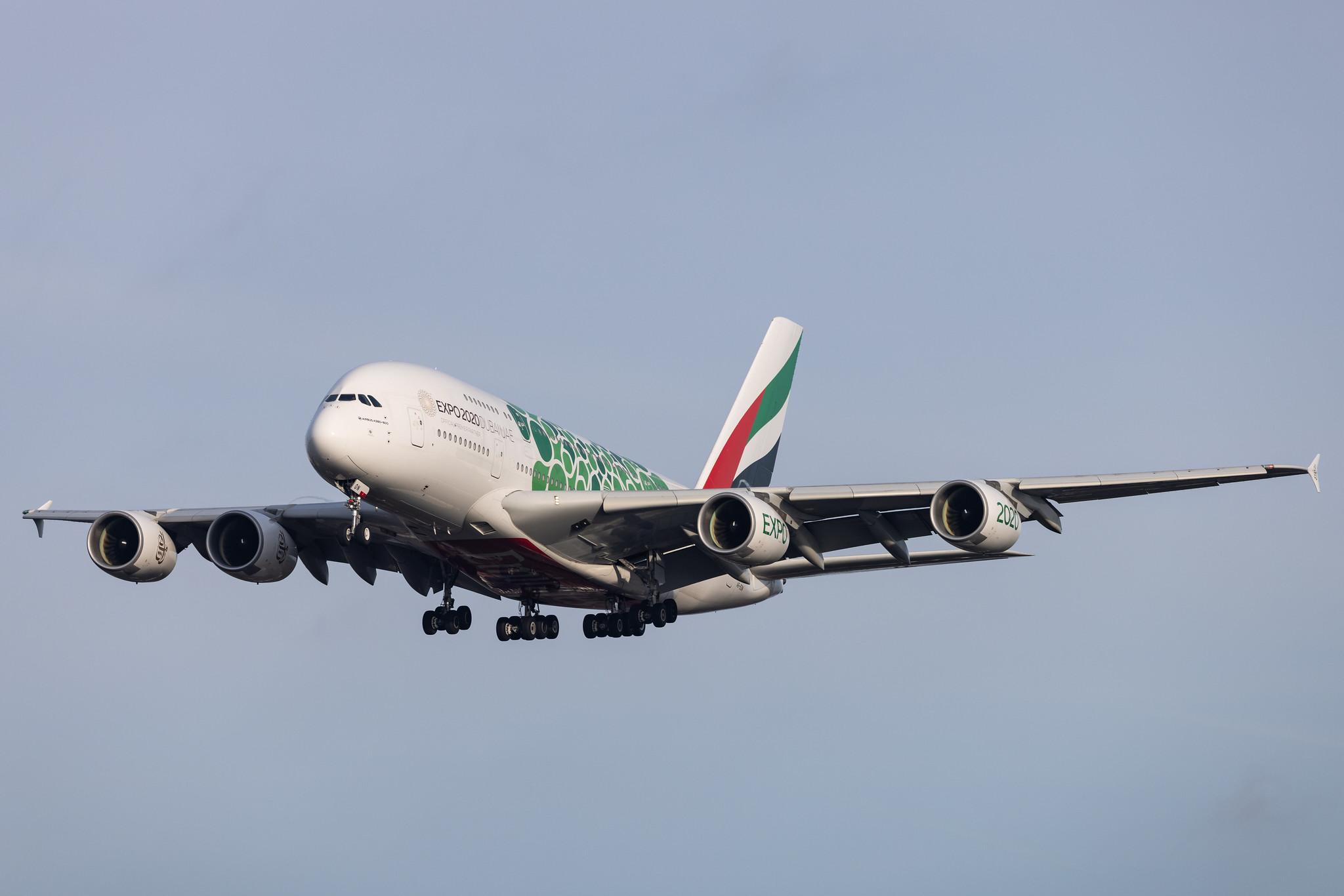 Hamburg Airport: Emirates (EK / UAE) |  Livery: Expo 2020 - Sustainability Livery |  Airbus A380-861 A388 | A6-EON | MSN 188