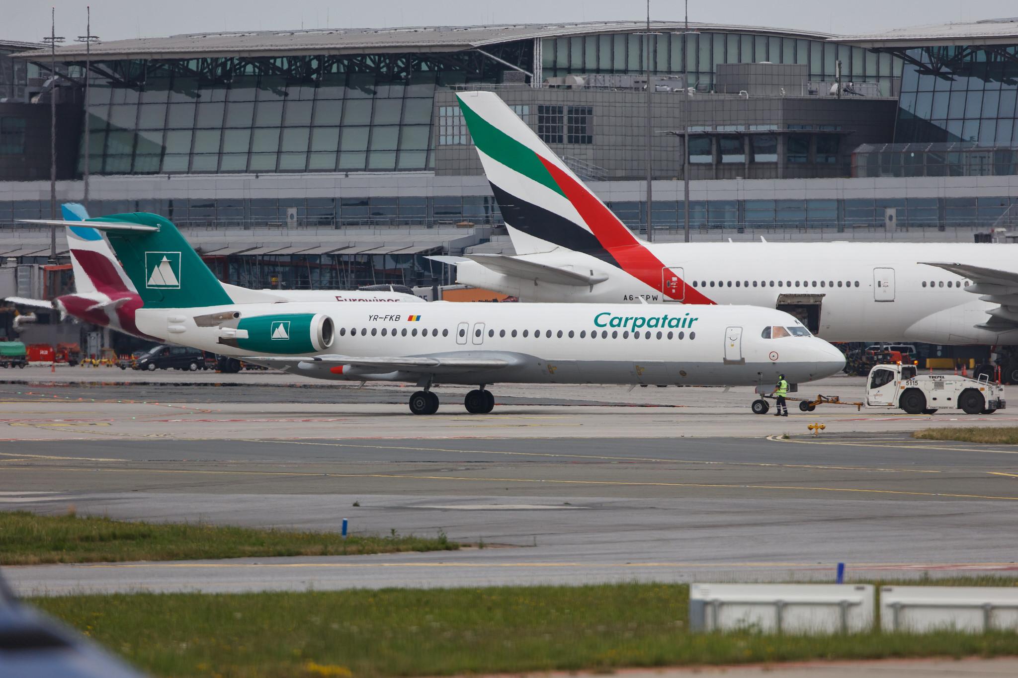 Hamburg Airport: Carpatair (V3 / KRP) |  Fokker 100 F100 | YR-FKB | MSN 11369