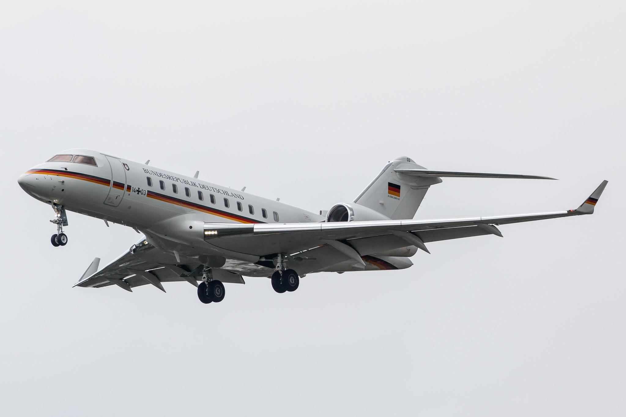 Hamburg Airport: German Air Force (/ GAF) | Bombardier BD-700-1A11 Global 5000 GLEX | 14+03 | MSN 9411