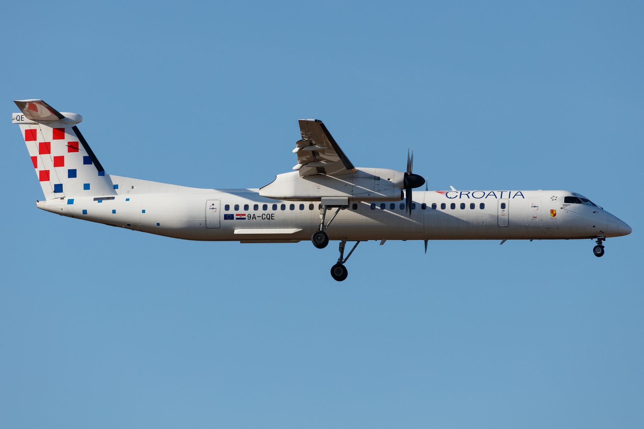 Frankfurt Airport: Croatia Airlines (OU / CTN) | De Havilland Canada Dash 8-400 DH8D | 9A-CQE | MSN 4300