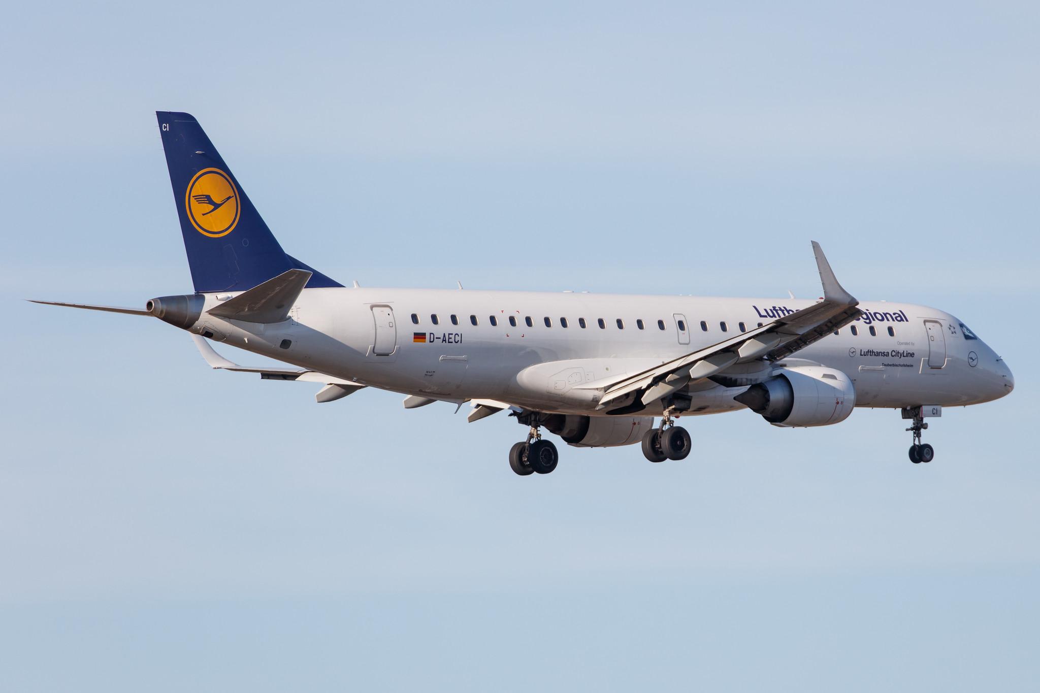 Frankfurt Airport: Lufthansa (LH / DLH) | Operator: Lufthansa CityLine |  Embraer E190LR E190 | D-AECI | MSN 19000381