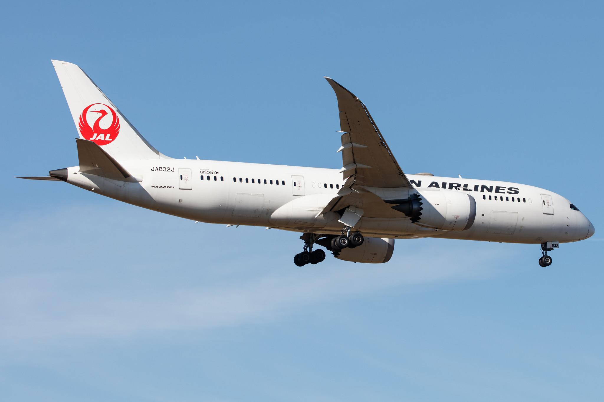 Frankfurt Airport: Japan Airlines (JL / JAL) |  Boeing 787-8 Dreamliner B788 | JA832J | MSN 34844