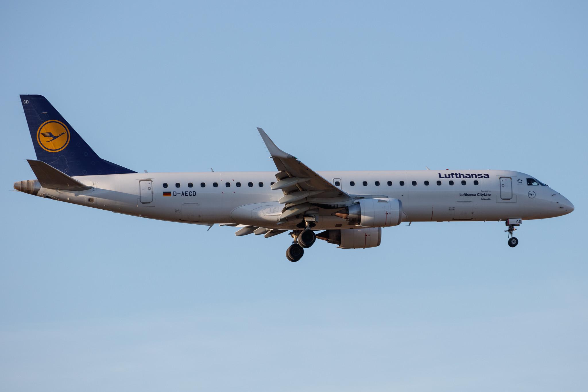 Frankfurt Airport: Lufthansa (LH / DLH) | Operator: Lufthansa CityLine |  Embraer E190LR E190 | D-AECD | MSN 19000337