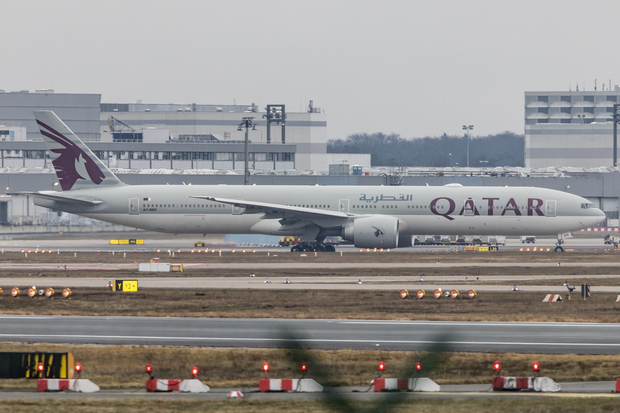 Frankfurt Airport: Qatar Airways (QR / QTR) |  Boeing 777-3DZ(ER) B77W | A7-BER | MSN 64086