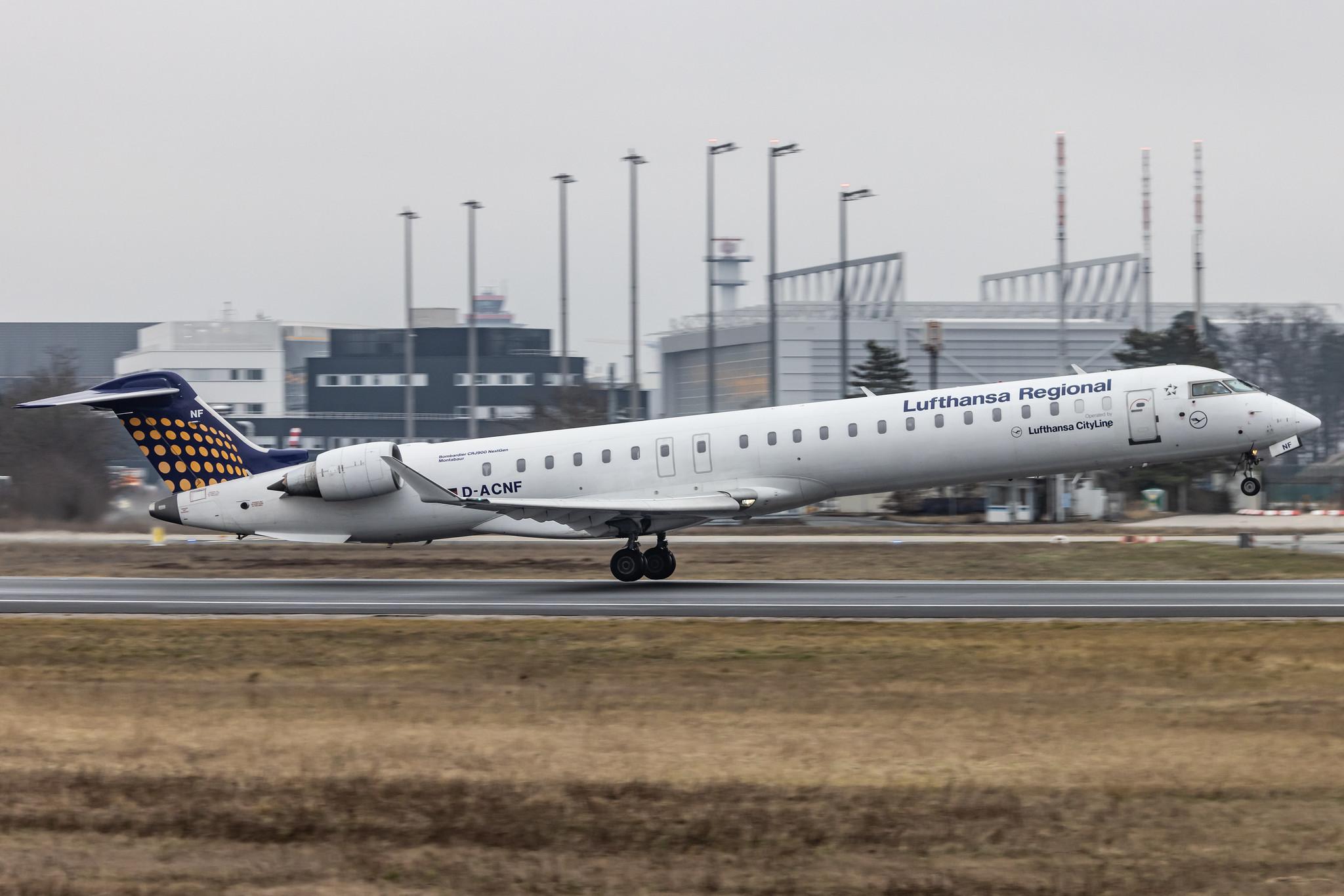 Frankfurt Airport: Lufthansa (LH / DLH) | Operator: Lufthansa CityLine |  Mitsubishi CRJ-900LR CRJ9 | D-ACNF | MSN 15243
