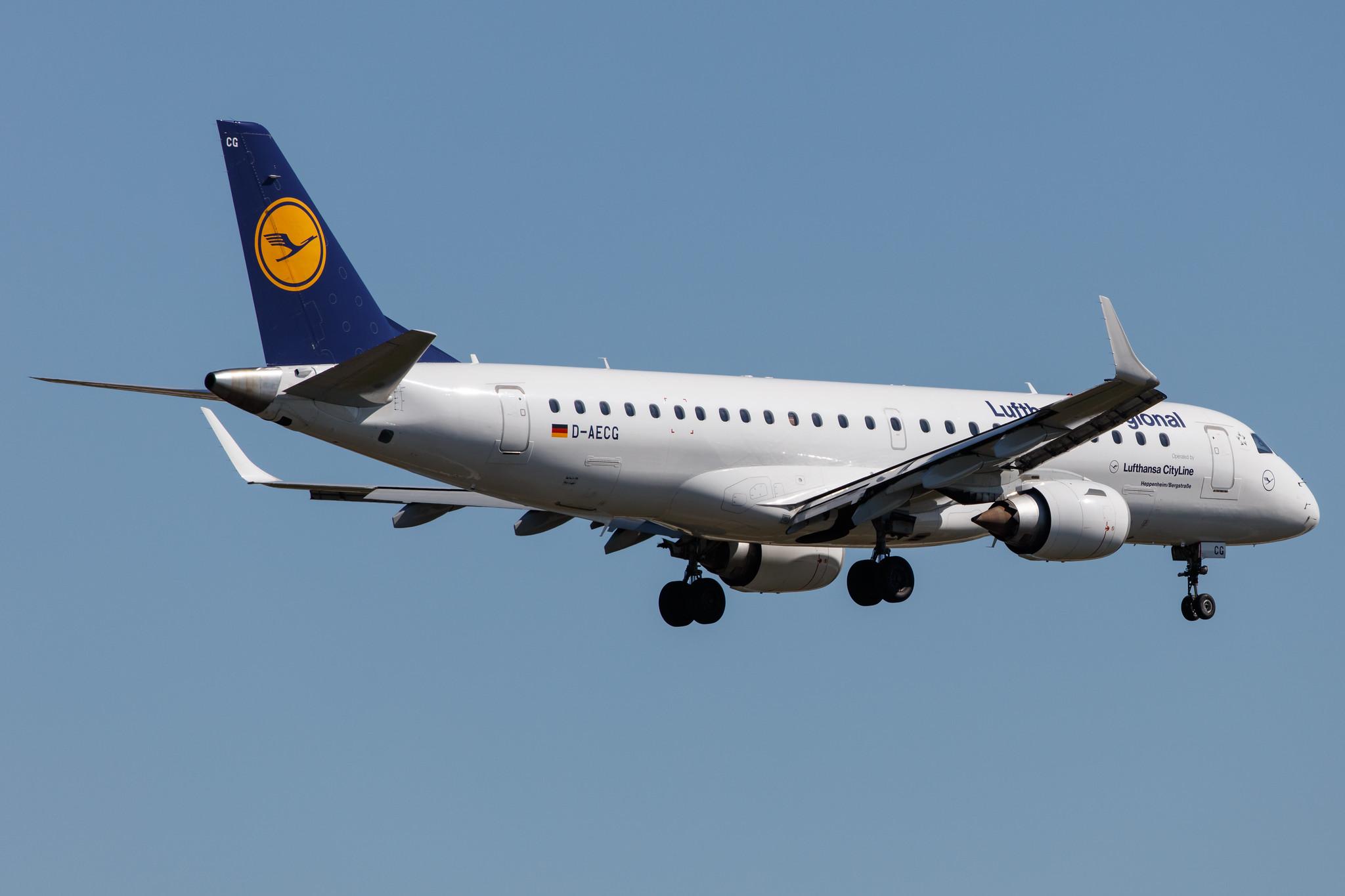 Frankfurt Airport: Lufthansa (LH / DLH) | Operator: Lufthansa CityLine |  Embraer E190LR E190 | D-AECG | MSN 19000368