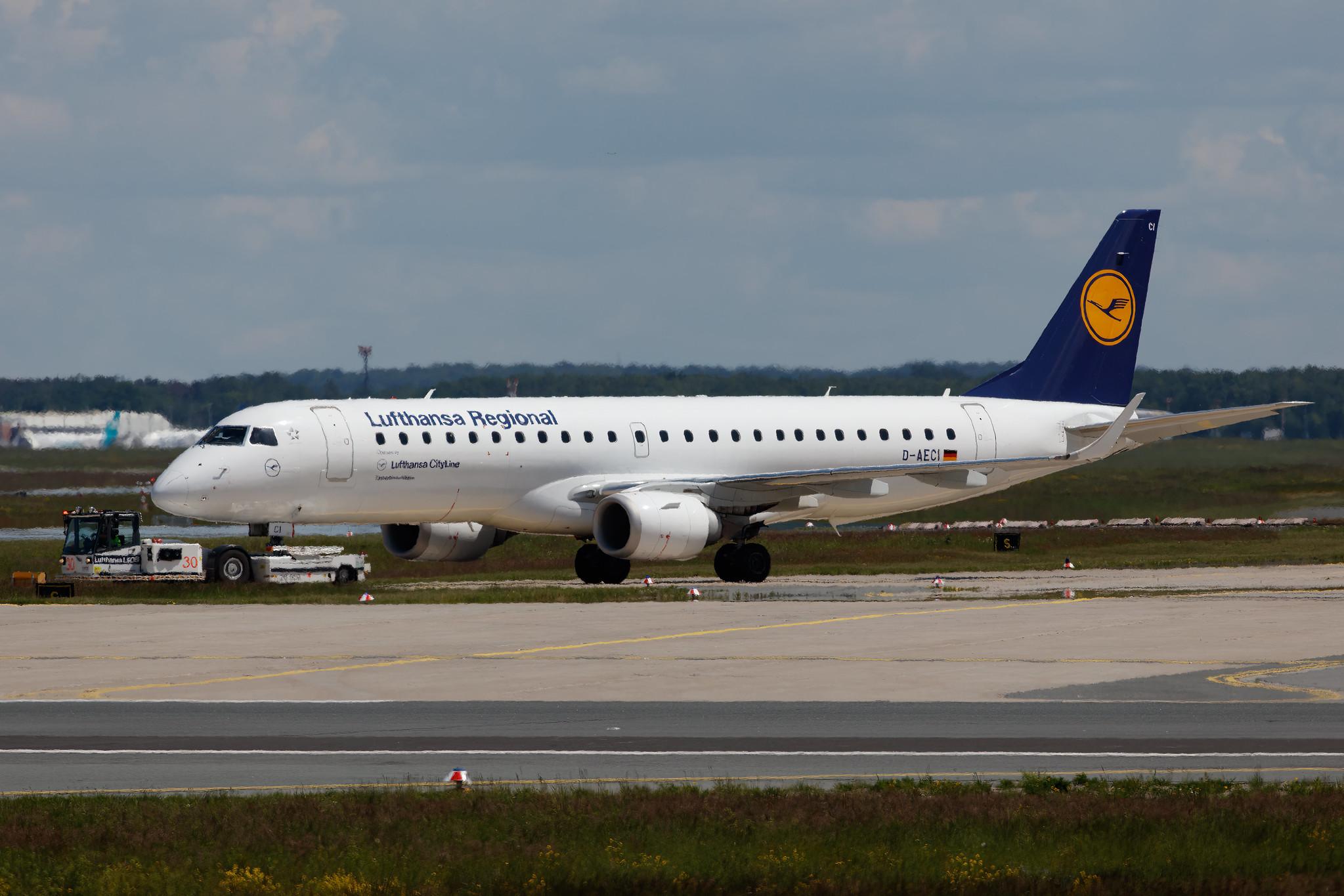 Frankfurt Airport: Lufthansa (LH / DLH) | Operator: Lufthansa CityLine |  Embraer E190LR E190 | D-AECI | MSN 19000381