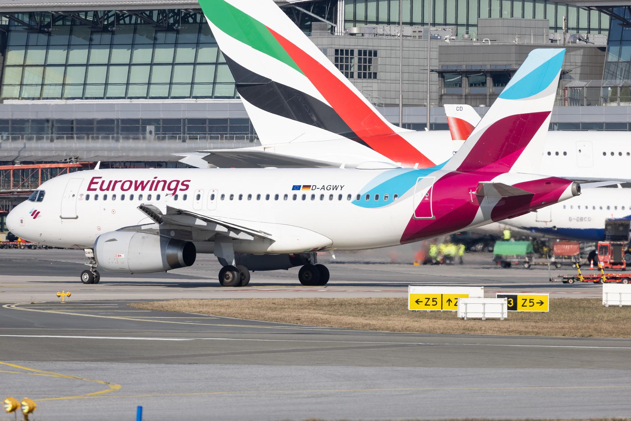 Hamburg Airport: Eurowings (EW / EWG) |  Airbus A319-132 A319 | D-AGWY | MSN 5941