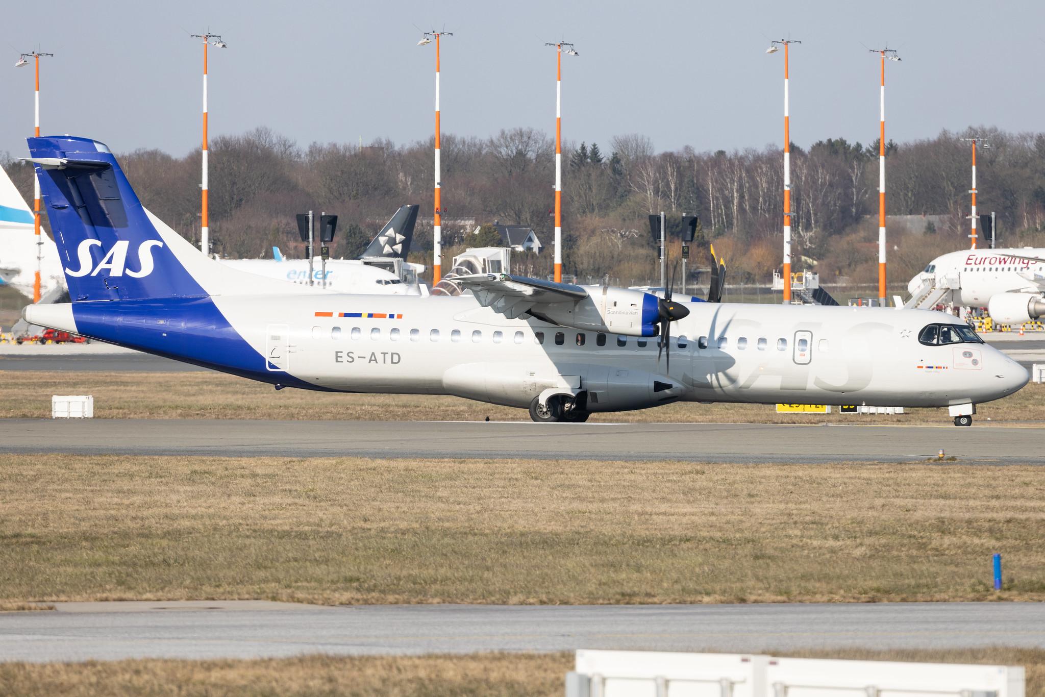 Hamburg Airport: SAS (SK / SAS) | Operator: Xfly |  ATR 72-600 AT76 | ES-ATD | MSN 1165