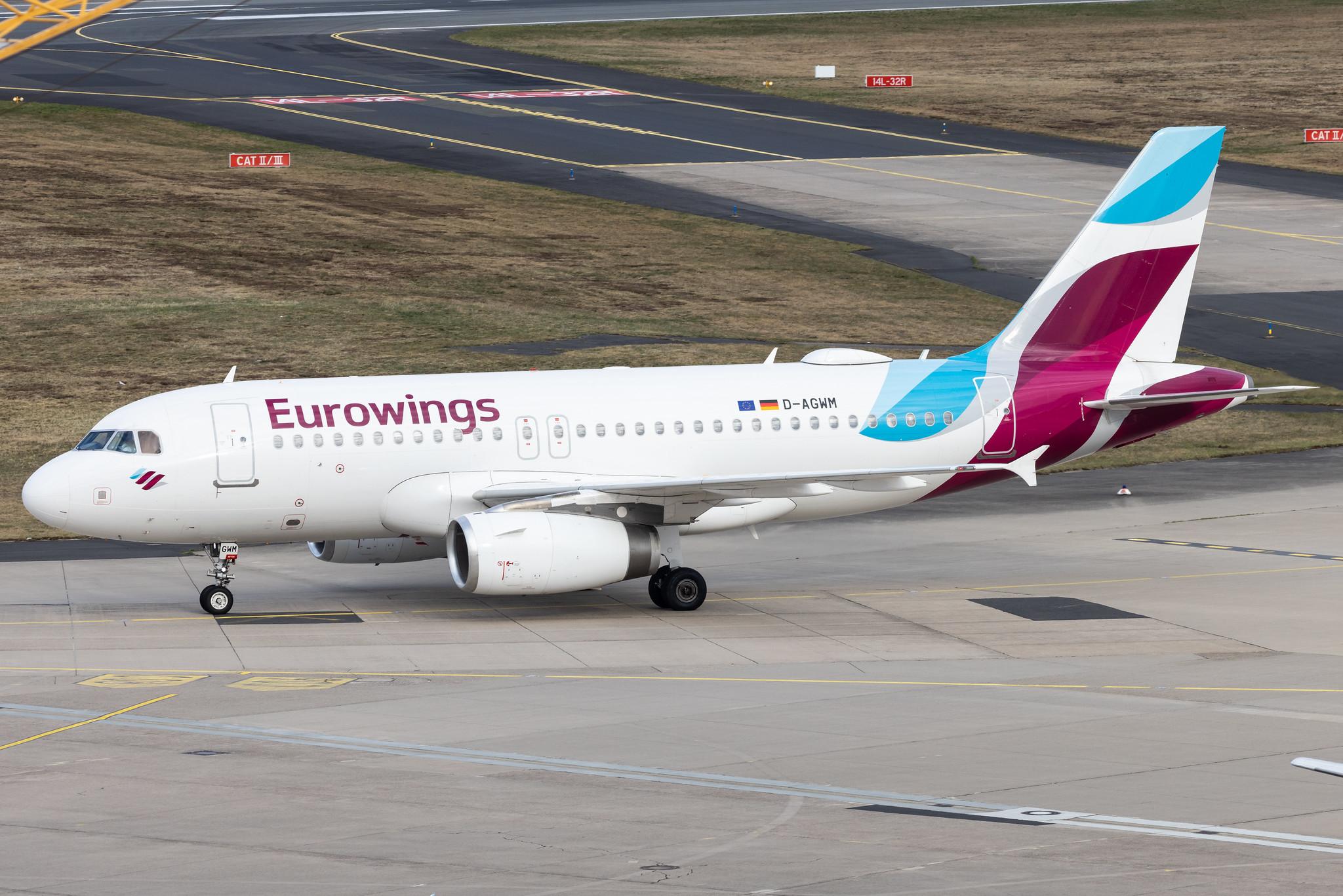 Köln Bonn Airport: Eurowings (EW / EWG) |  Airbus A319-132 A319 | D-AGWM | MSN 3839