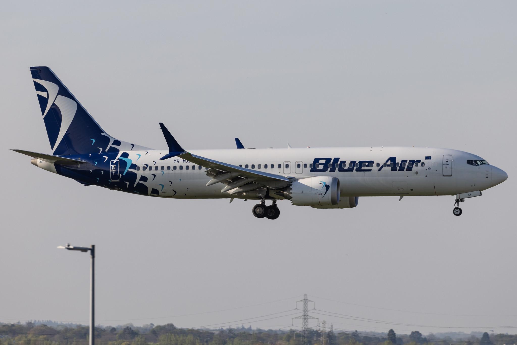 London Heathrow: Blue Air (0B / BLA) |  Boeing 737 MAX 8 B38M | YR-MXA | MSN 43309