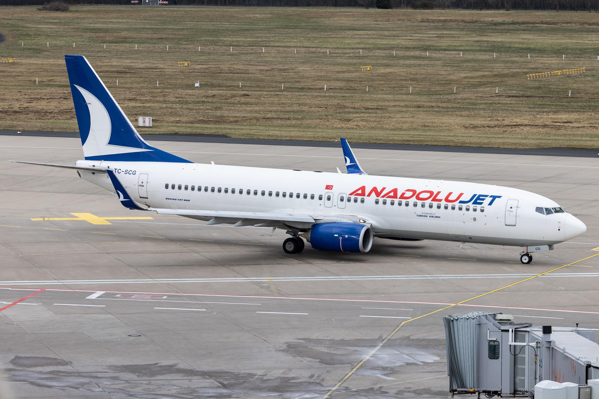 Köln Bonn Airport: AnadoluJet (TK / THY) | Operator: Turkish Airlines |  Boeing 737-8AL B738 | TC-SCG | MSN 40555