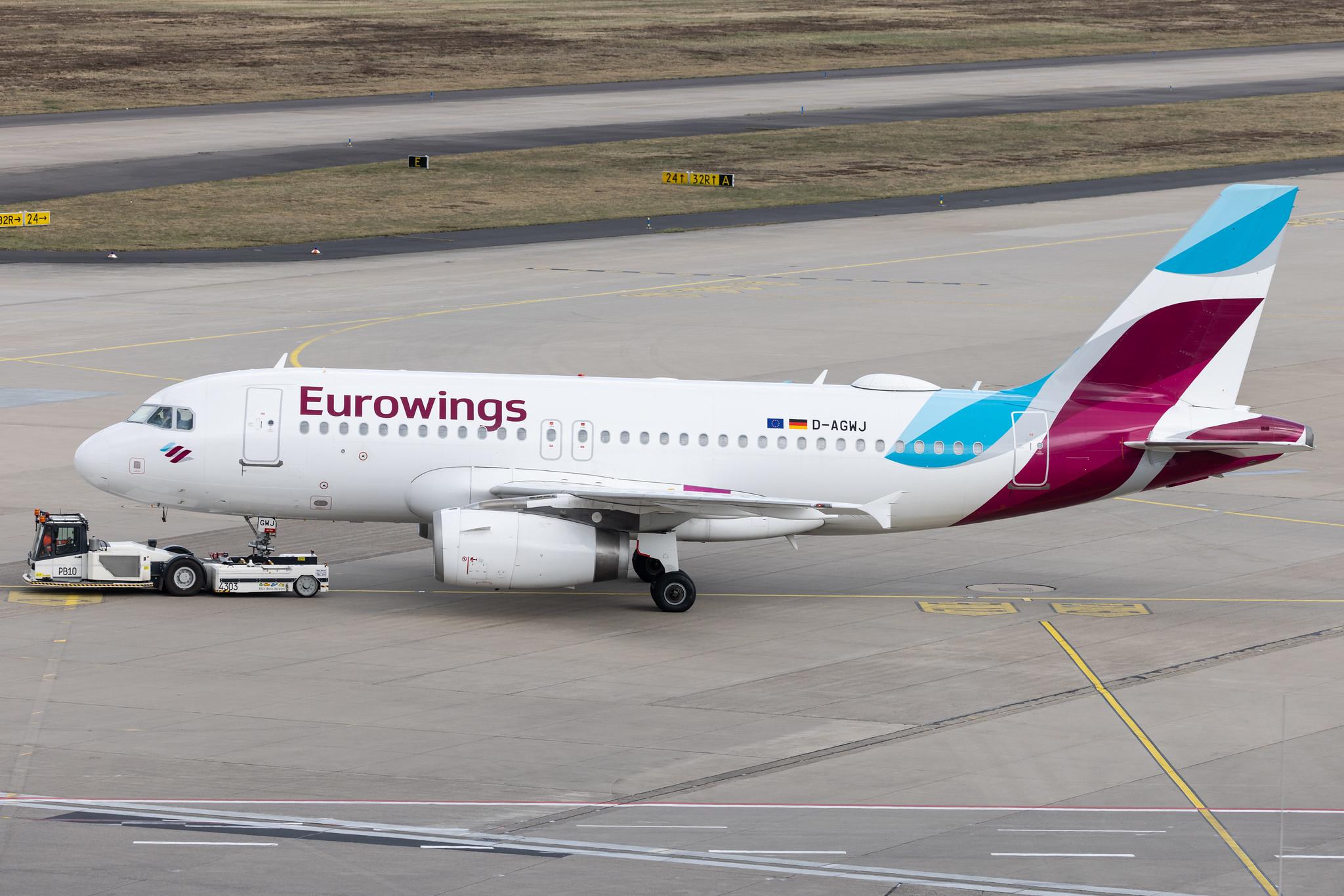 Köln Bonn Airport: Eurowings (EW / EWG) |  Airbus A319-132 A319 | D-AGWJ | MSN 3375
