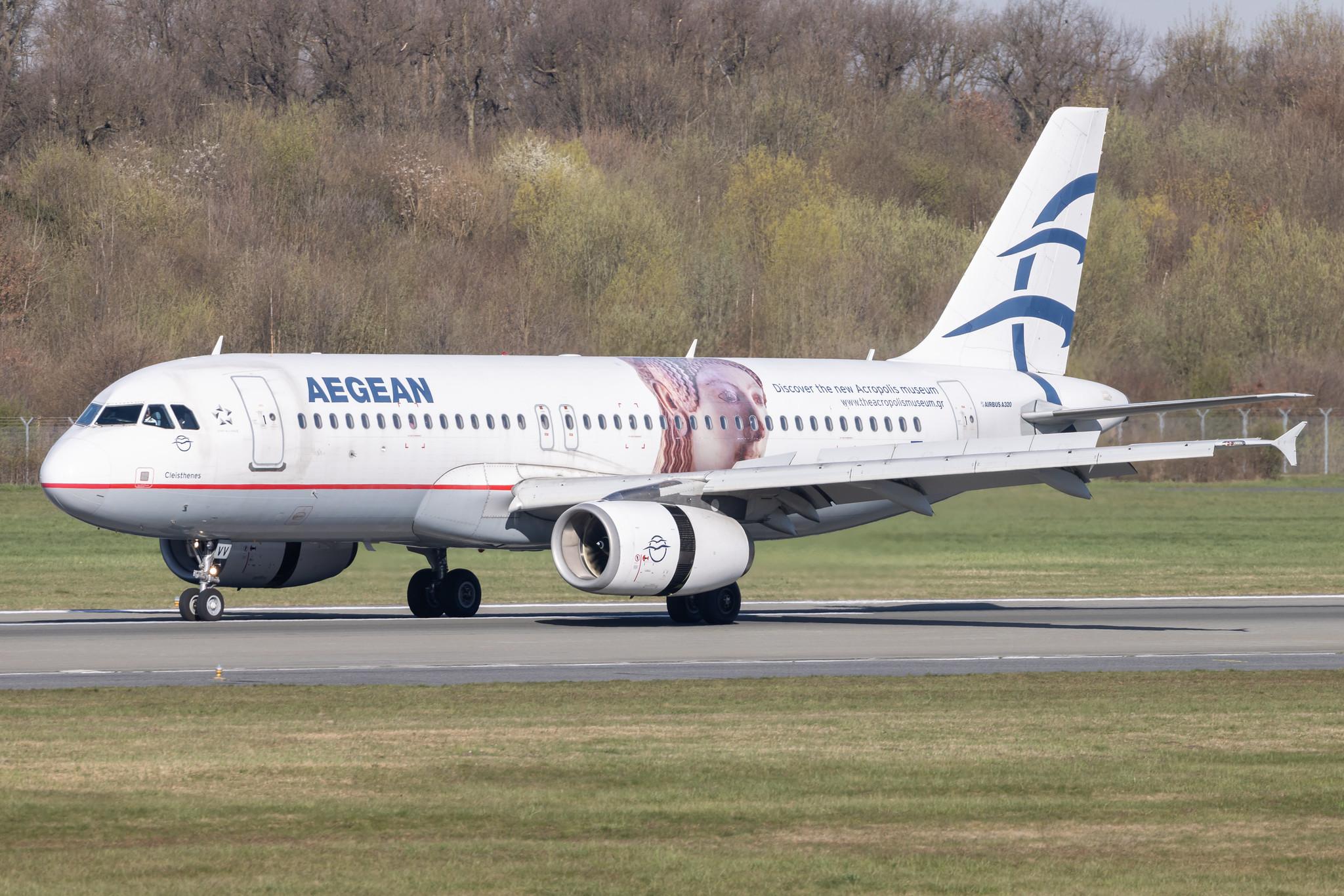 Hamburg Airport: Aegean Airlines (A3 / AEE) |  Livery: Acropolis Museum Sticker |  Airbus A320-232 A320 | SX-DVV | MSN 3773
