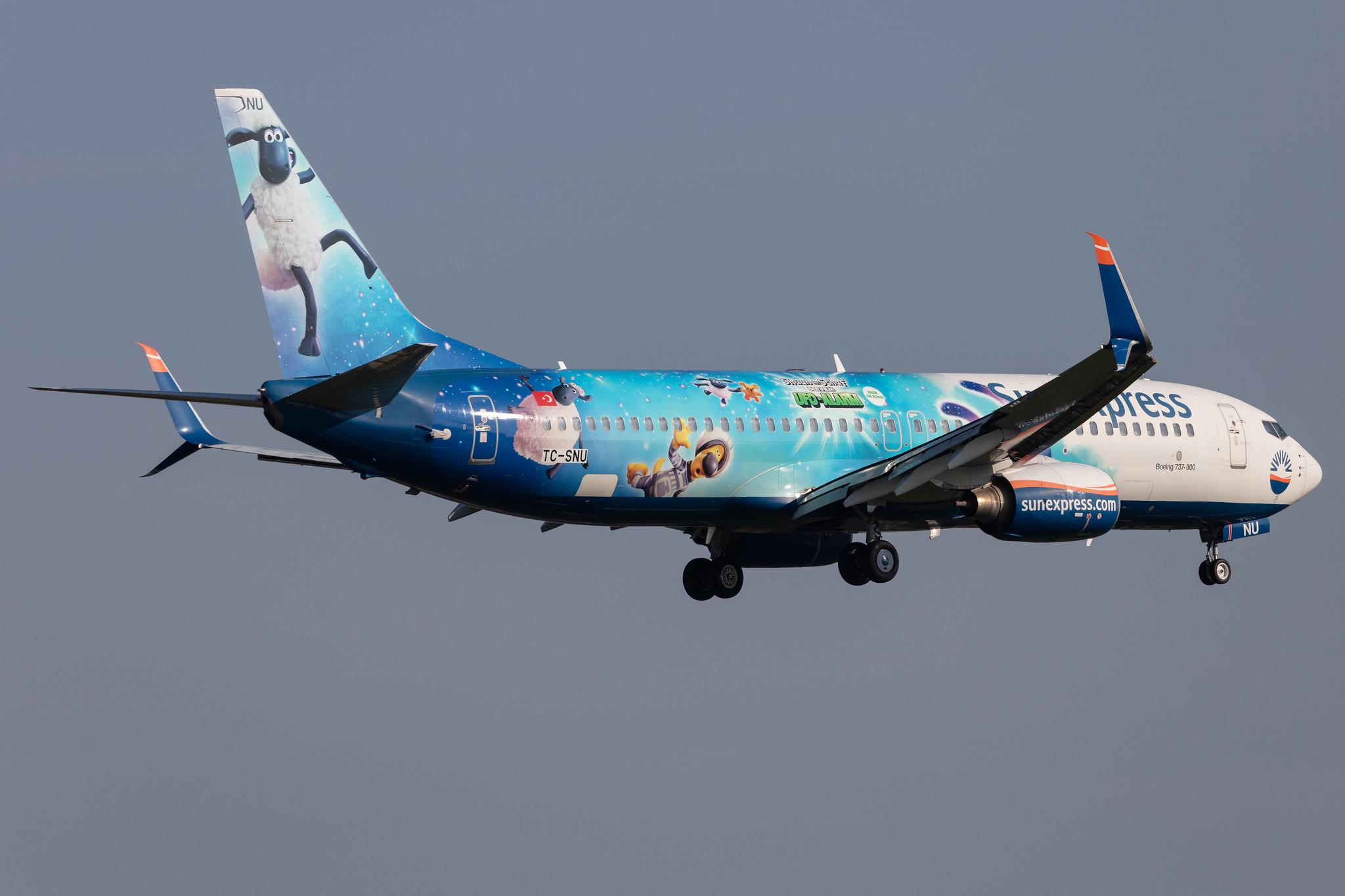 Amsterdam Schiphol: SunExpress (XQ / SXS) |  Livery: Shaun das Schaf - UFO-Alarm Livery |  Boeing 737-8HC B738 | TC-SNU | MSN 40756