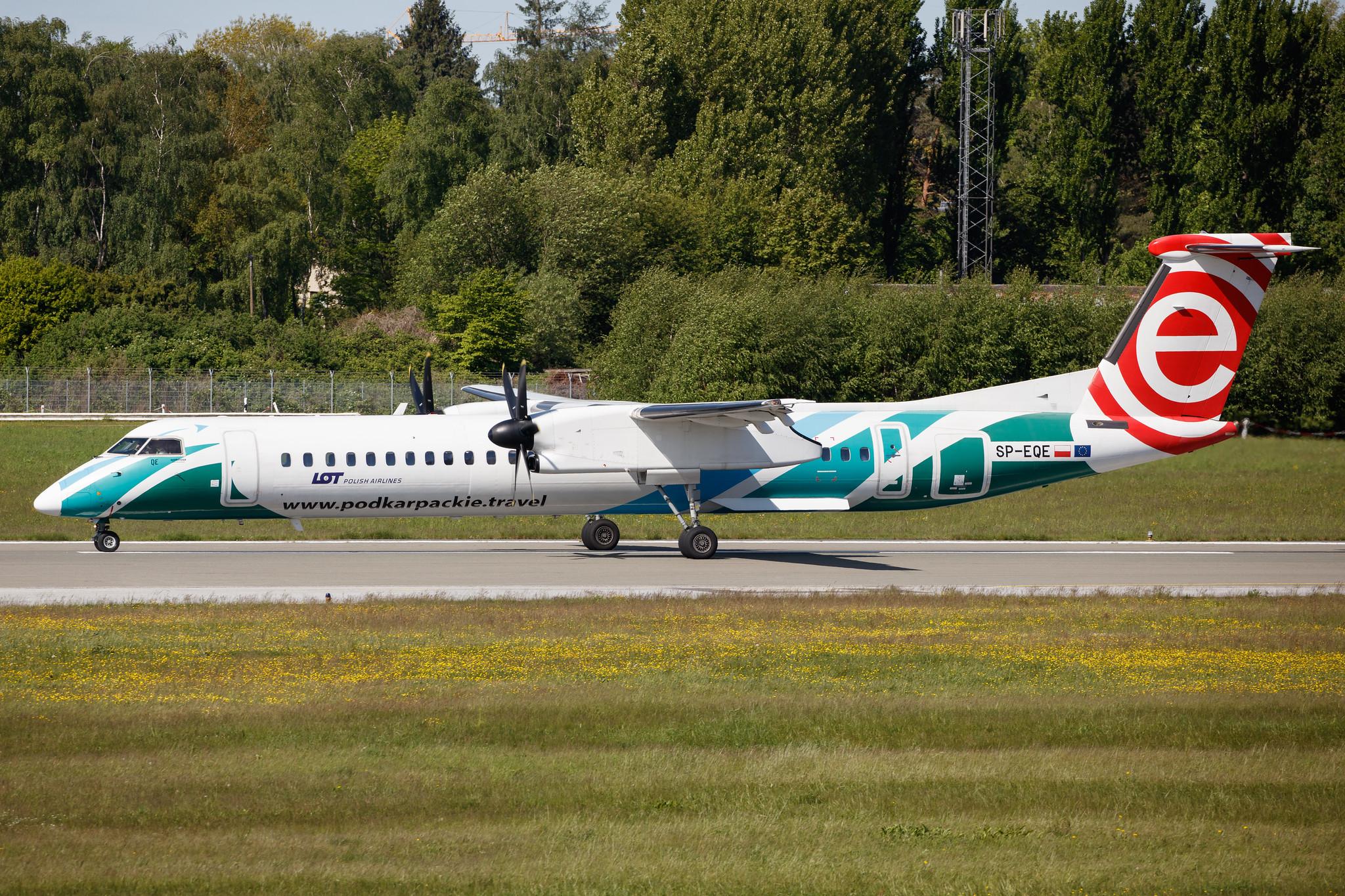 Hamburg Airport: LOT (LO / LOT) |  Livery: Podkarpackie Livery |  De Havilland Canada Dash 8-400 DH8D | SP-EQE | MSN 4417