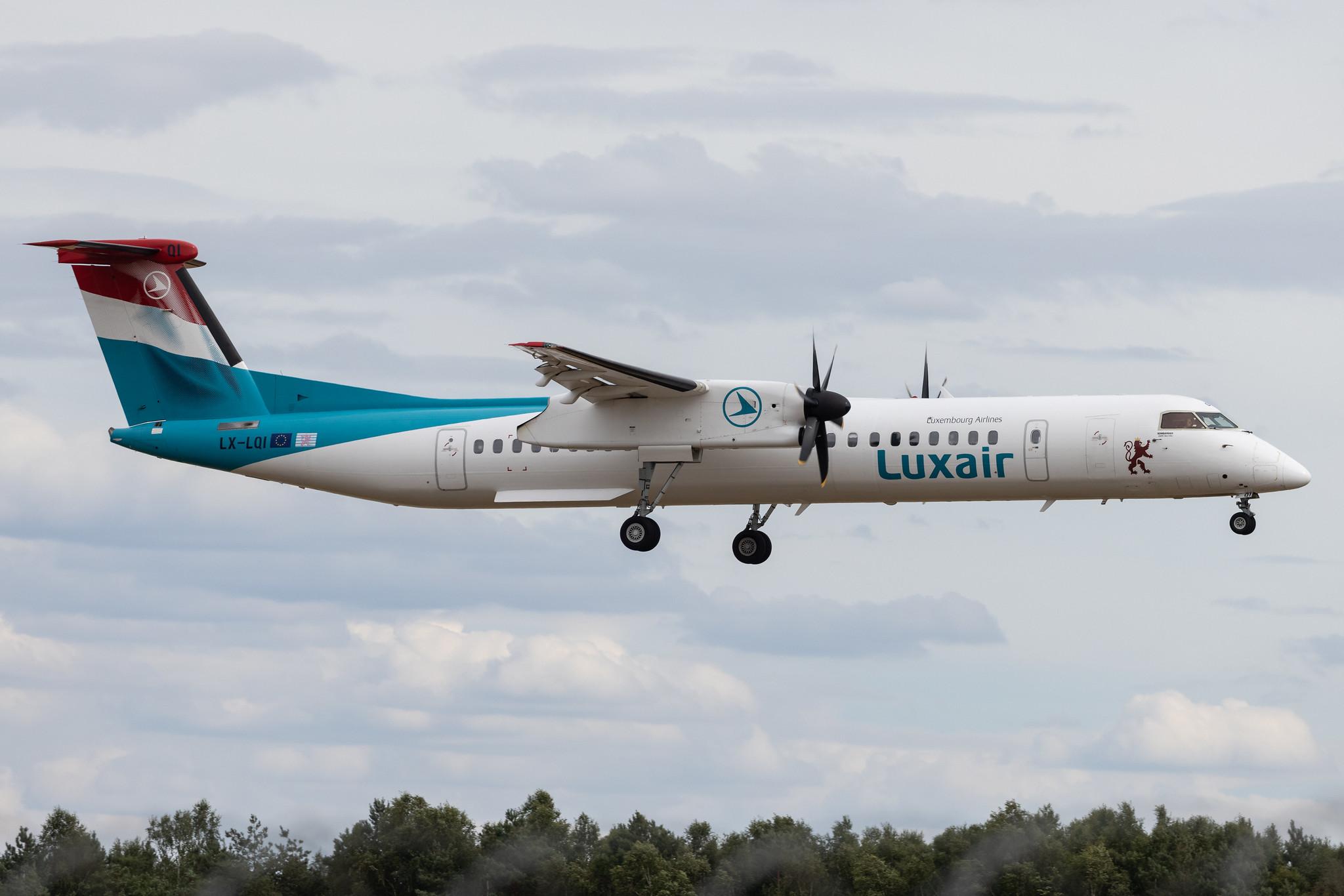 Luxembourg Findel Airport: Luxair (LG / LGL) | De Havilland Canada Dash 8-400 DH8D | LX-LQI | MSN 4534