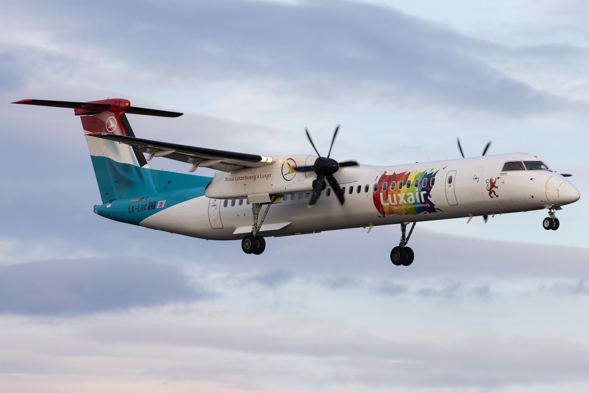 Luxembourg Findel Airport: Luxair (LG / LGL) | Livery: Be pride, be Luxembourg Livery | De Havilland Canada Dash 8-400 DH8D | LX-LQC | MSN 4513