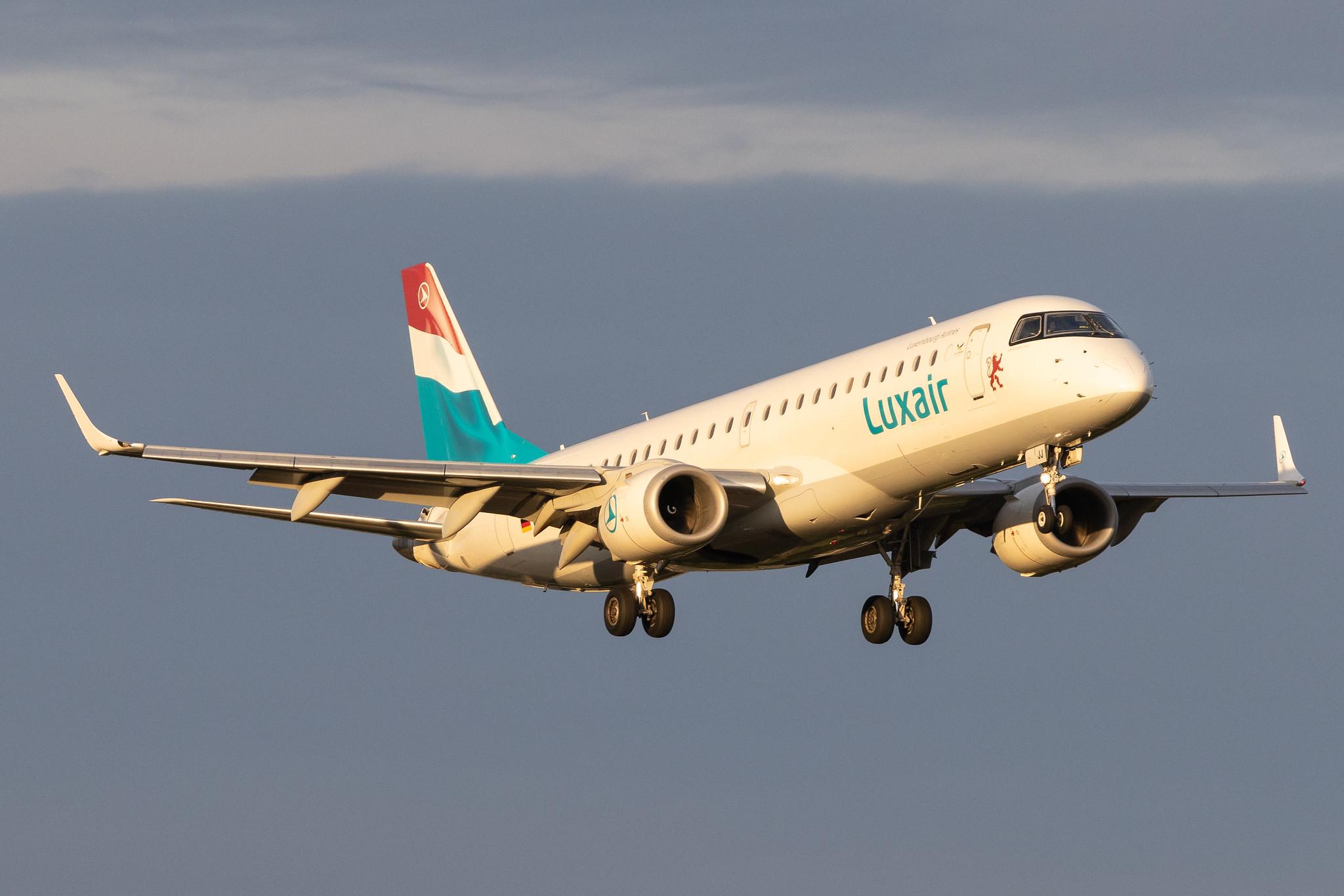 Luxembourg Findel Airport: Luxair (LG / LGL) | Operator: German Airways | Embraer E190LR E190 | D-ACJJ | MSN 19000114