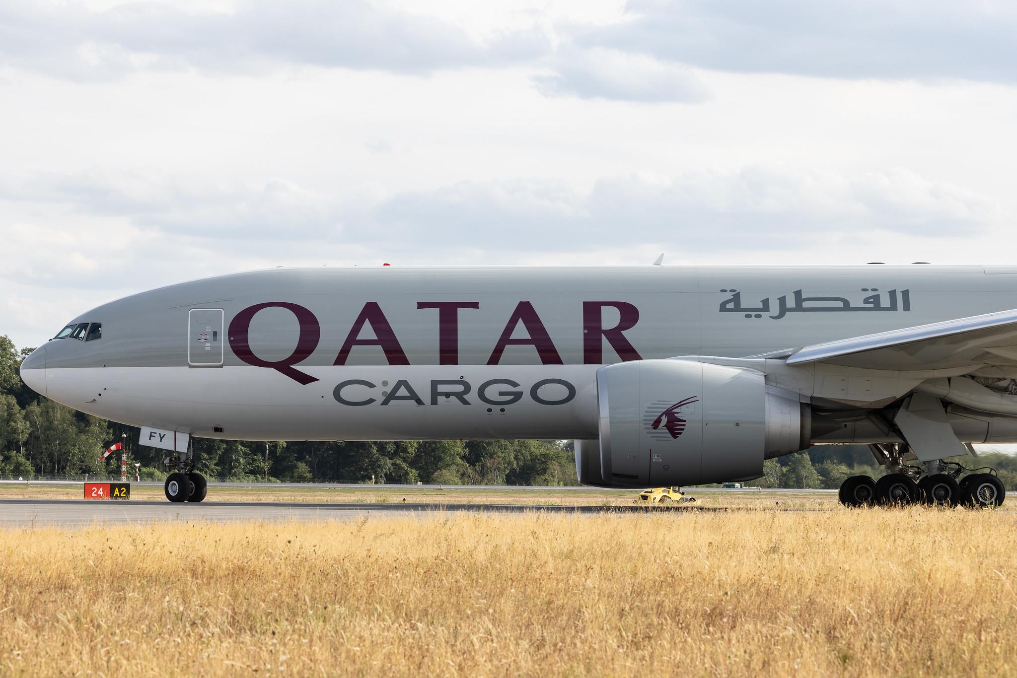 Luxembourg Findel Airport: Qatar Cargo (QR / QTR) | Operator: Qatar Airways |  Boeing 777-F B77L | A7-BFY | MSN 66871